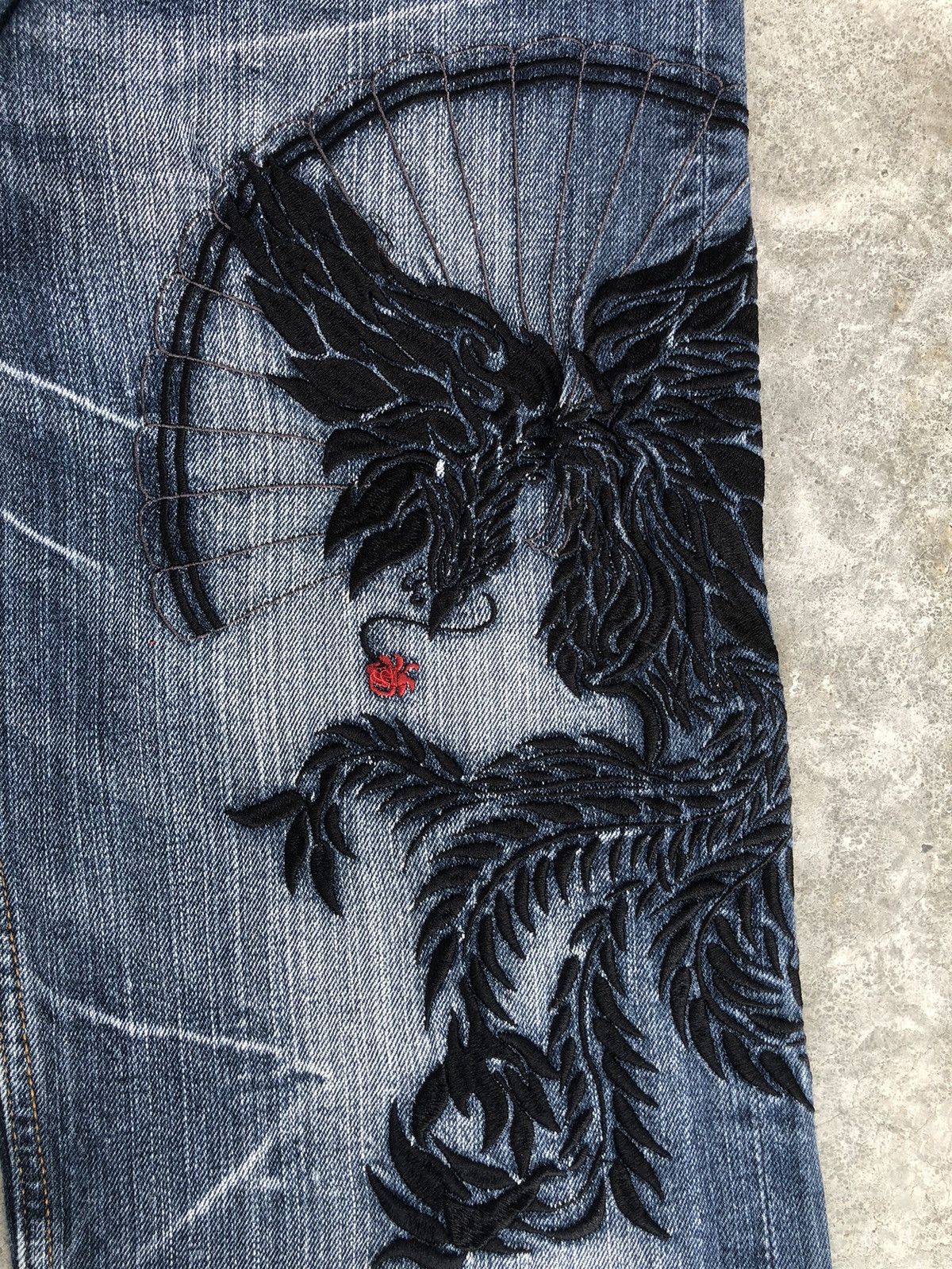 Japanese Brand Japanese Buden Dragon Embroidered Jeans Distressed Jeans Size US 31 - 13 Thumbnail