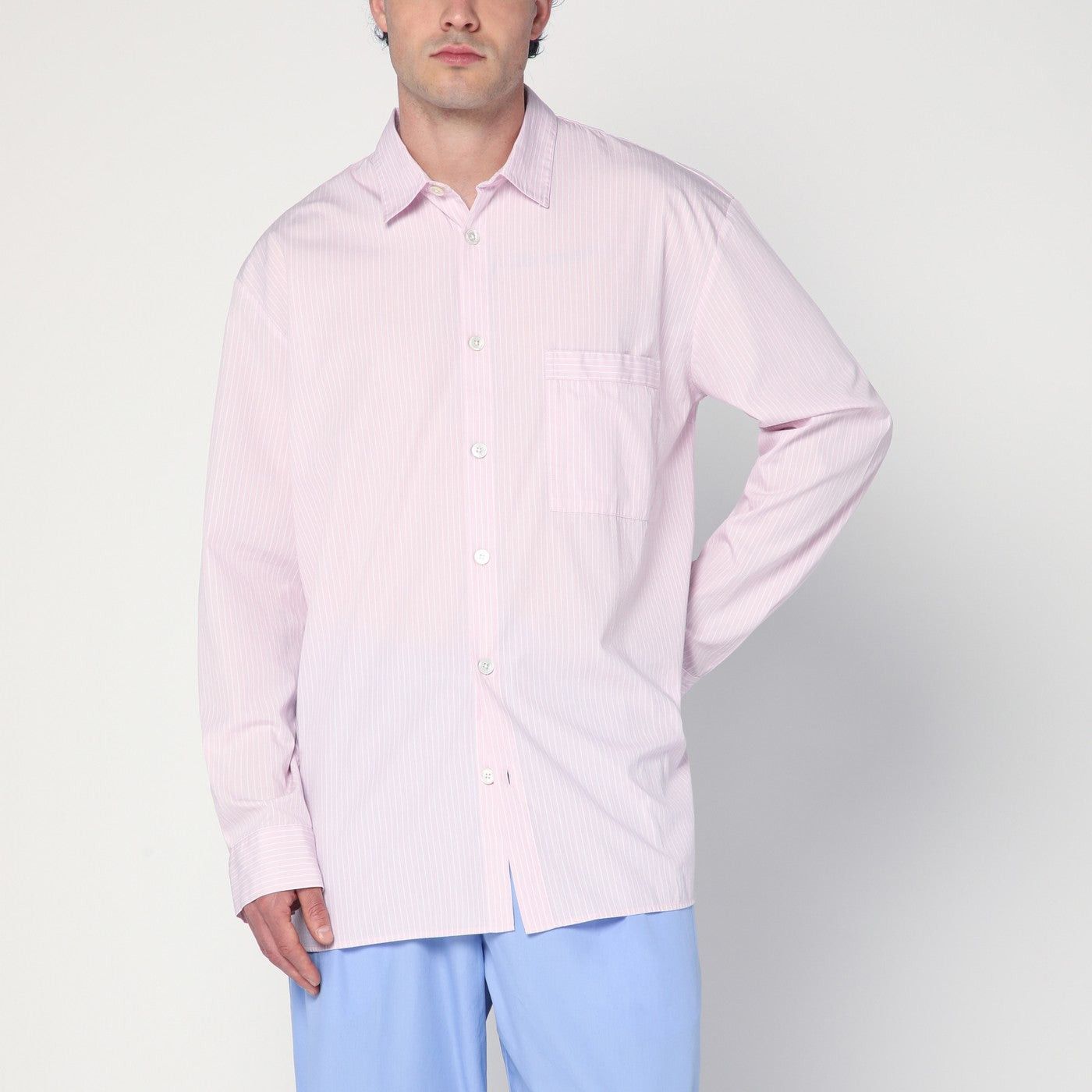 Tekla Tekla Pink Striped Pyjama Shirt Size US L / EU 52-54 / 3 - 1 Thumbnail