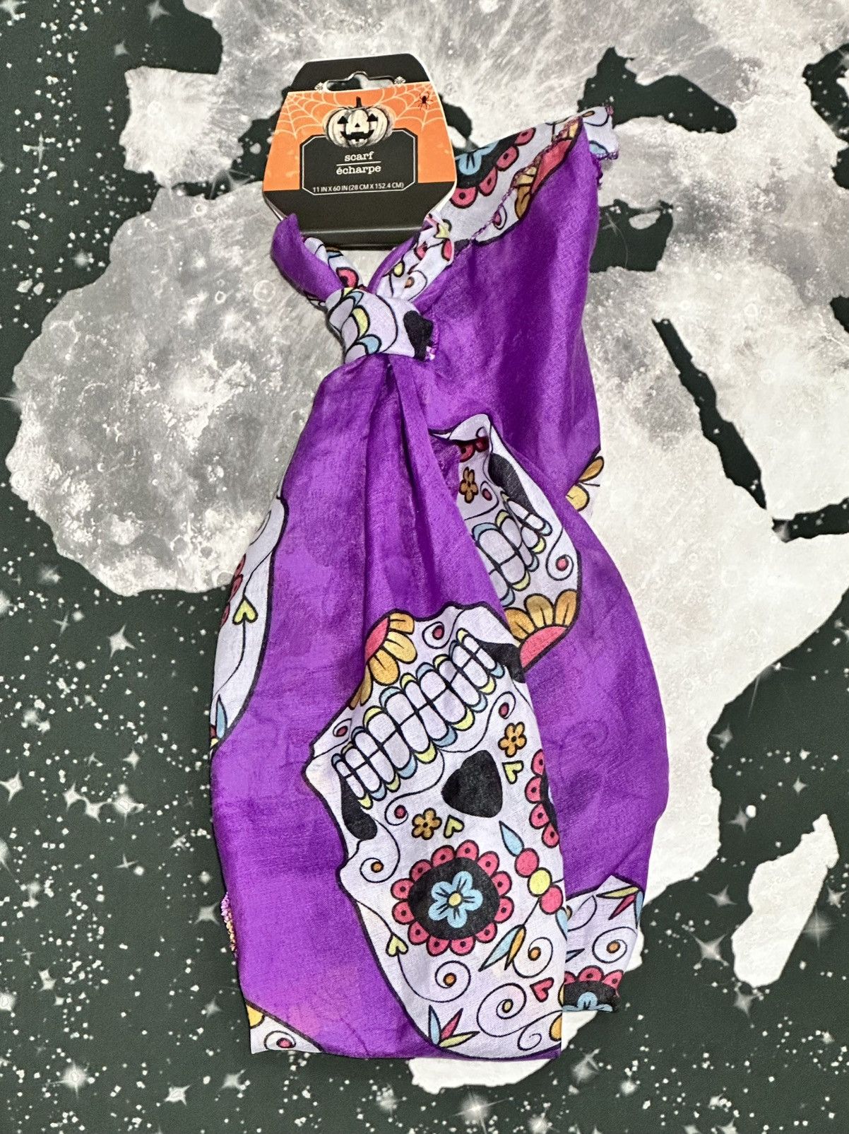 Other Colorful Purple Sugar Skull Scarf Size ONE SIZE - 1 Thumbnail