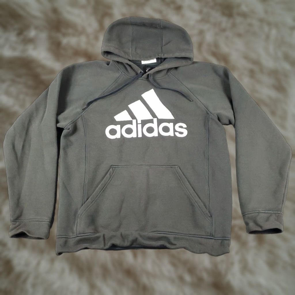 Adidas Adidas Mens Hoodie Pullover Sweater Gray Cotton Blend Long Sleeve Logo All Seasons Size M Size US M / EU 48-50 / 2 - 1 Thumbnail