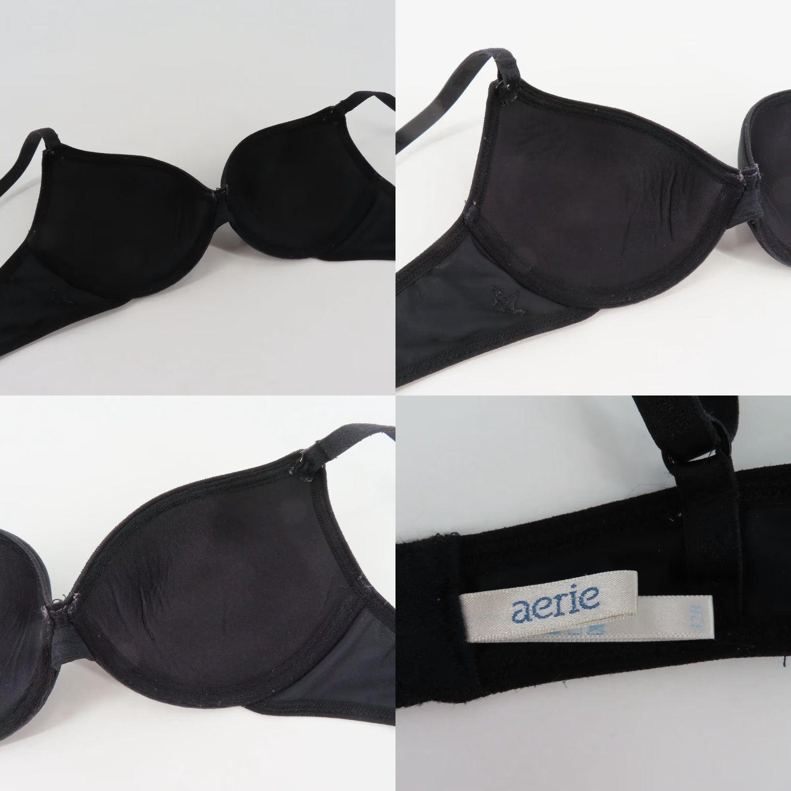 Vintage Aerie Paige Bra Solid Black Underwire Padded Push Up Women Adjustable Straps 32B Size ONE SIZE - 8 Thumbnail