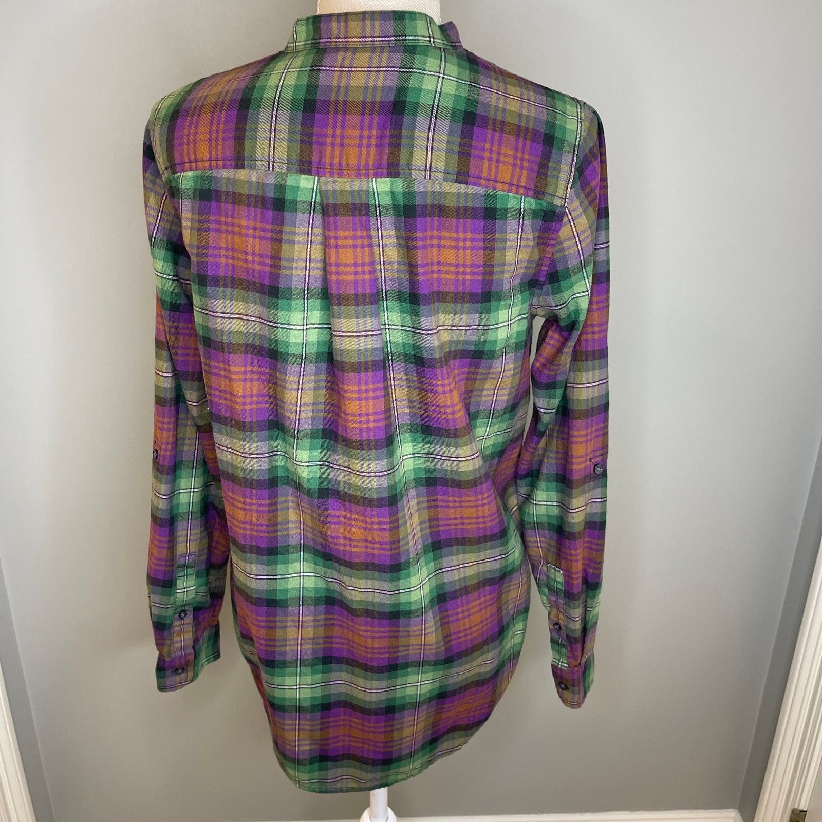 Lands' End Lands End Pullover Pleated Bib Plaid Tunic Top, 8 Size M / US 6-8 / IT 42-44 - 7 Thumbnail