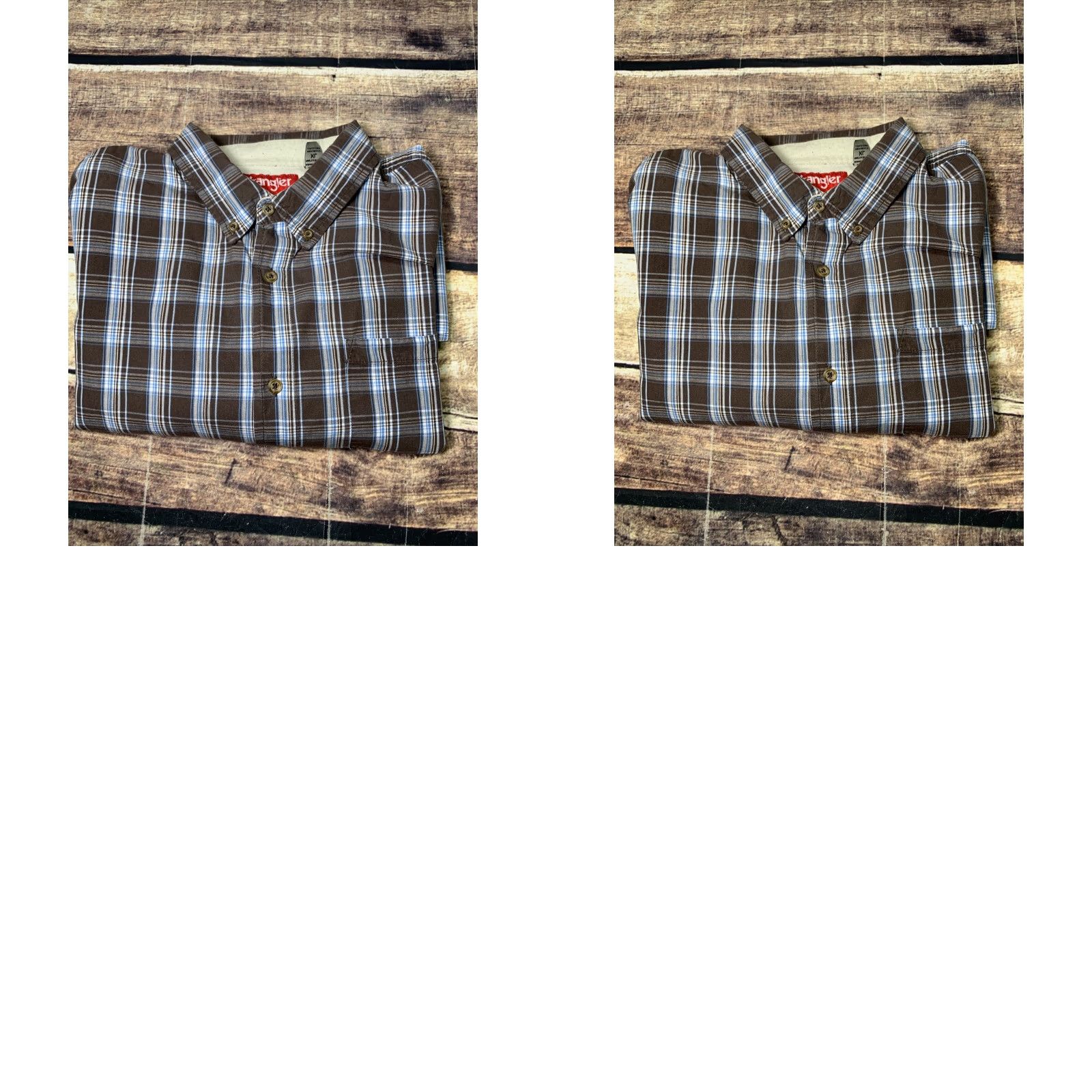 Wrangler Wrangler Short Sleeve Shirt Mens XL Brown White Blue Plaid Button Up Western Size US XL / EU 56 / 4 - 8 Thumbnail