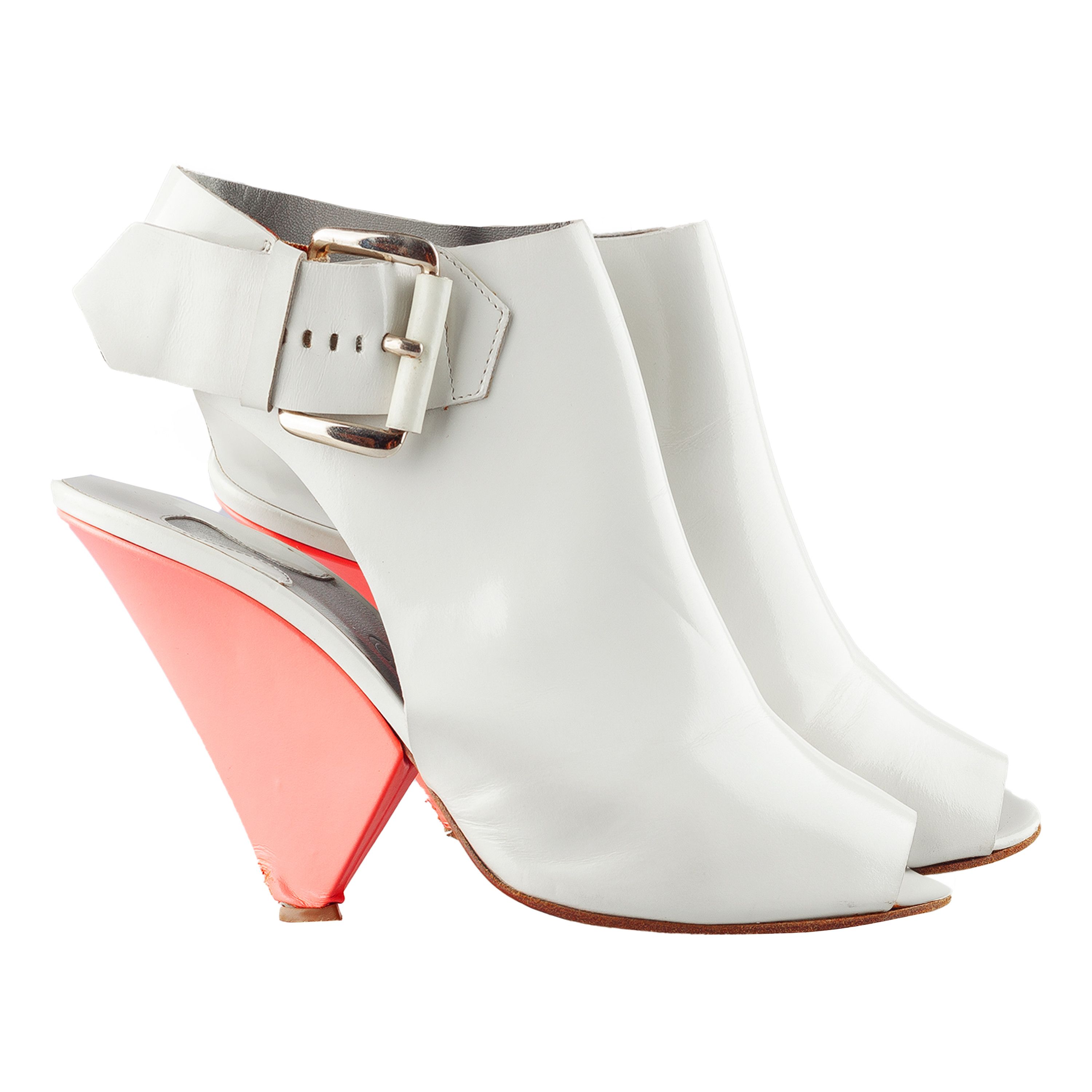 Chloe Chloé Jazz White Leather Ankle Heels (38,5 IT/39,5 EU) Size US 8.5 / IT 38.5 - 1 Thumbnail