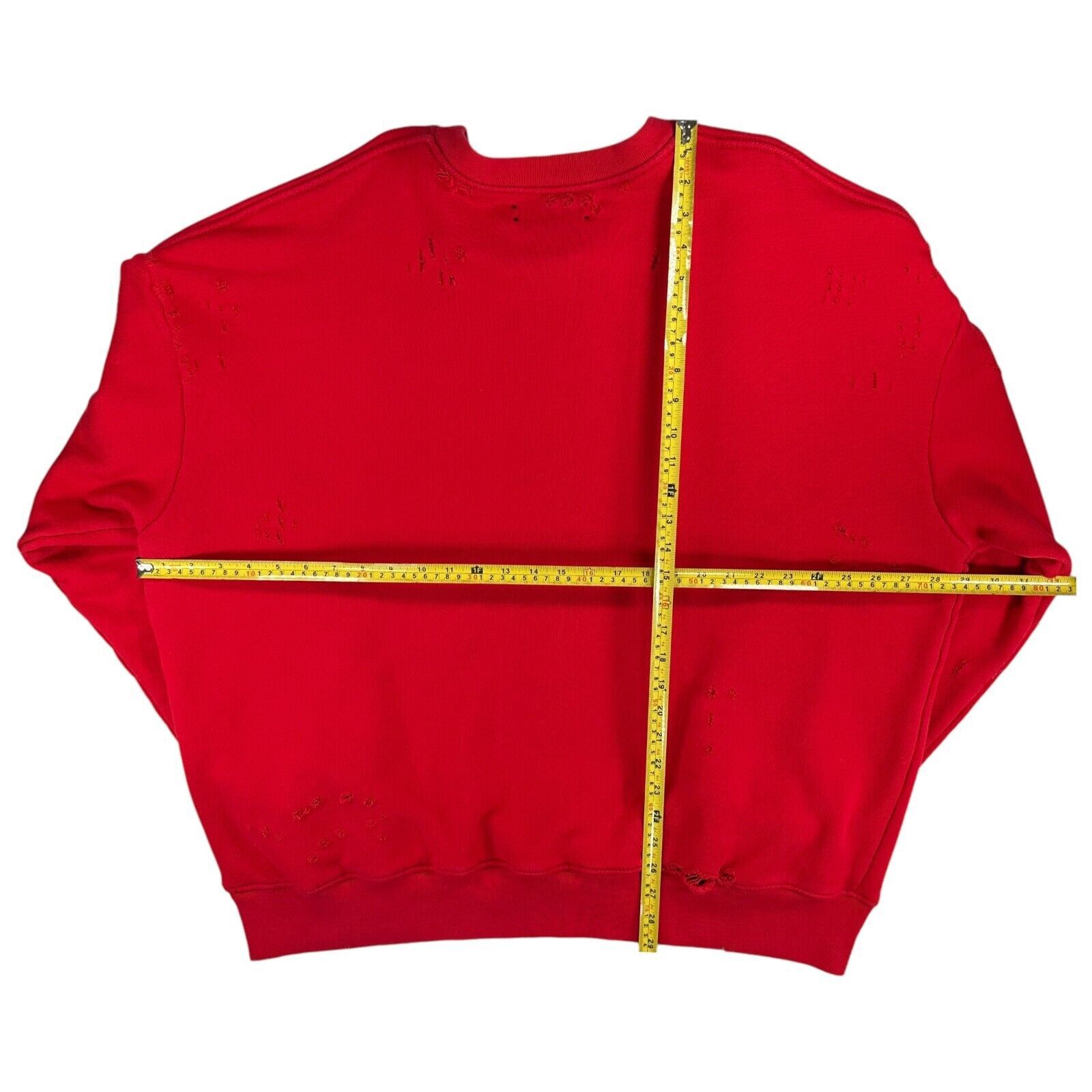 Amiri Amiri Size L Sweatshirt Red Oversized Distressed Chaos Logo Size US L / EU 52-54 / 3 - 2 Thumbnail