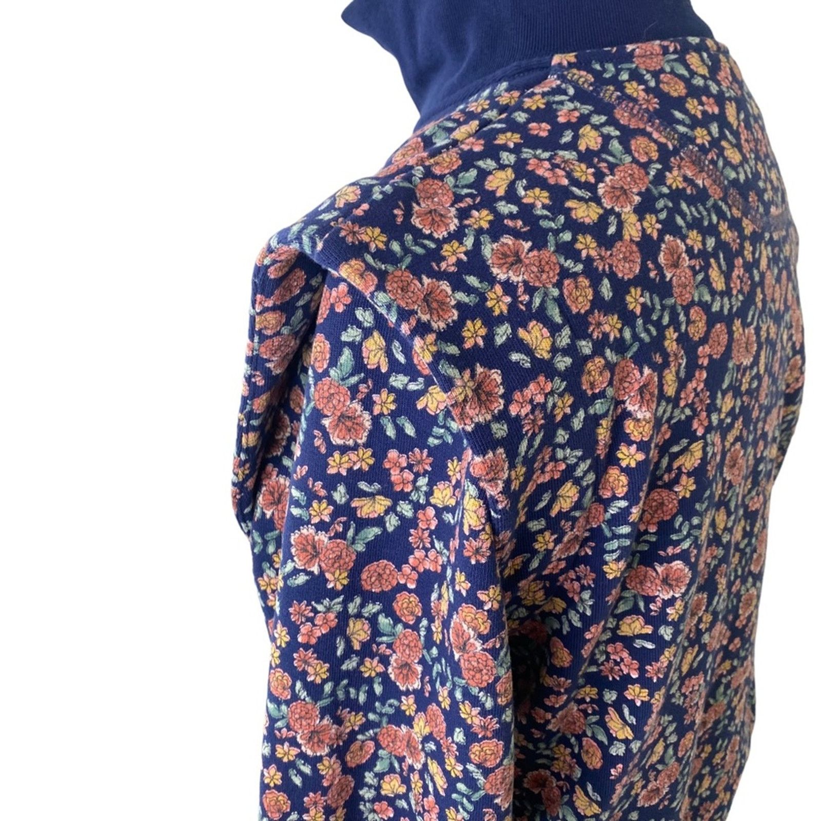Veronica Beard Dylan Floral Half ZipSweatshirt Navy Multi