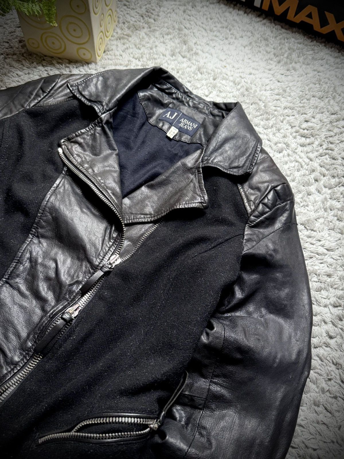 Emporio Armani 00s Emporio Armani Leather Jacket Rare Luxury Vintage Size L / US 10 / IT 46 - 4 Thumbnail