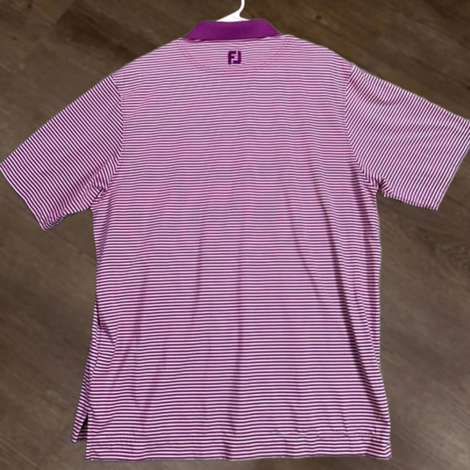 Footjoy FootJoy FJ Polo Shirt Mens Large Purple White Striped Polo Breathable Lightweight Stretch Golf Rugby Size US L / EU 52-54 / 3 - 1 Thumbnail