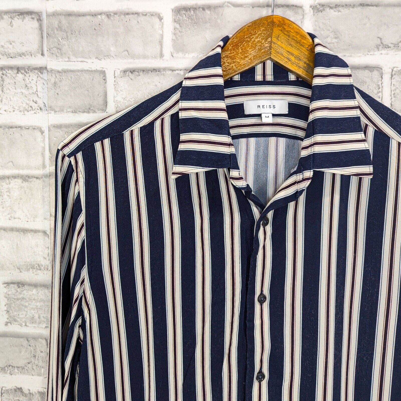 Reiss REISS Men's Button up Keanu Striped Shirt Blue Stripes Size US M / EU 48-50 / 2 - 5 Thumbnail
