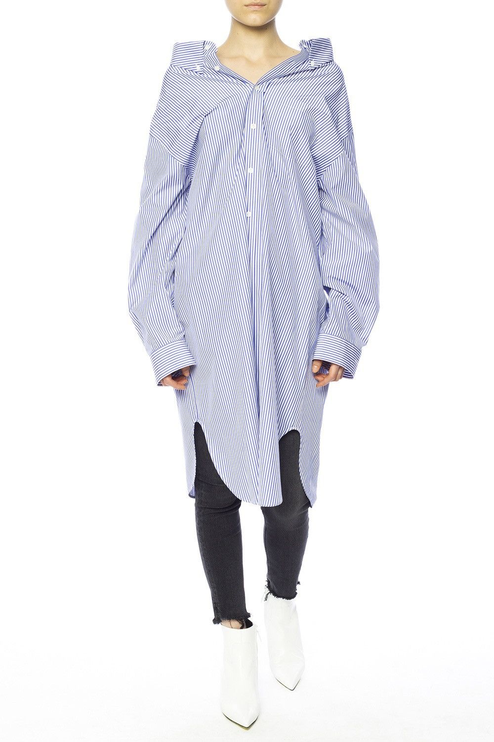 Balenciaga Balenciaga Oversized Striped Cotton-Poplin Dress Size XS / US 0-2 / IT 36-38 - 14 Thumbnail