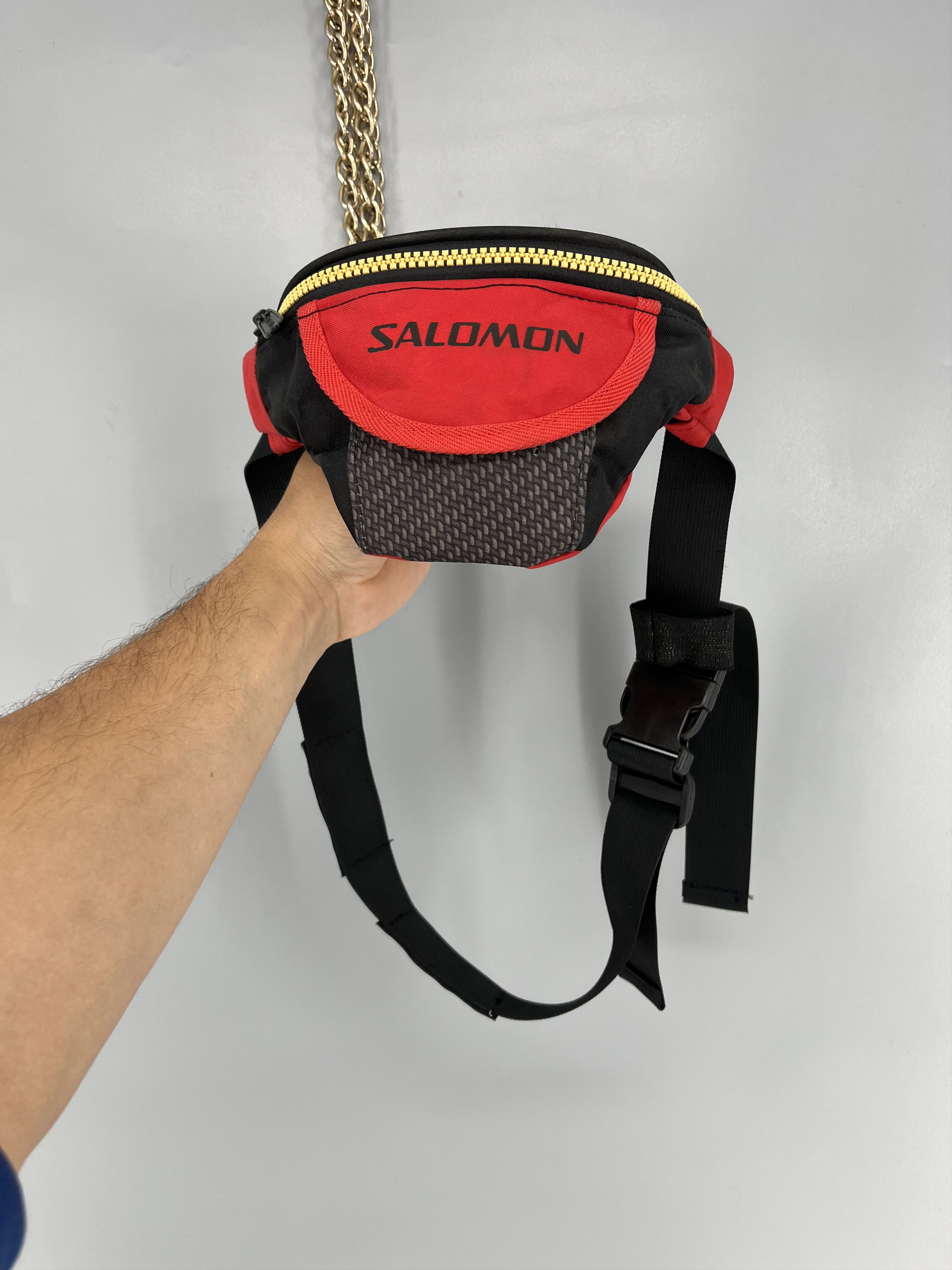Salomon Vtg Salomon Fanny Pack Large Red Black Waist Bag Zippered Size ONE SIZE - 1 Thumbnail