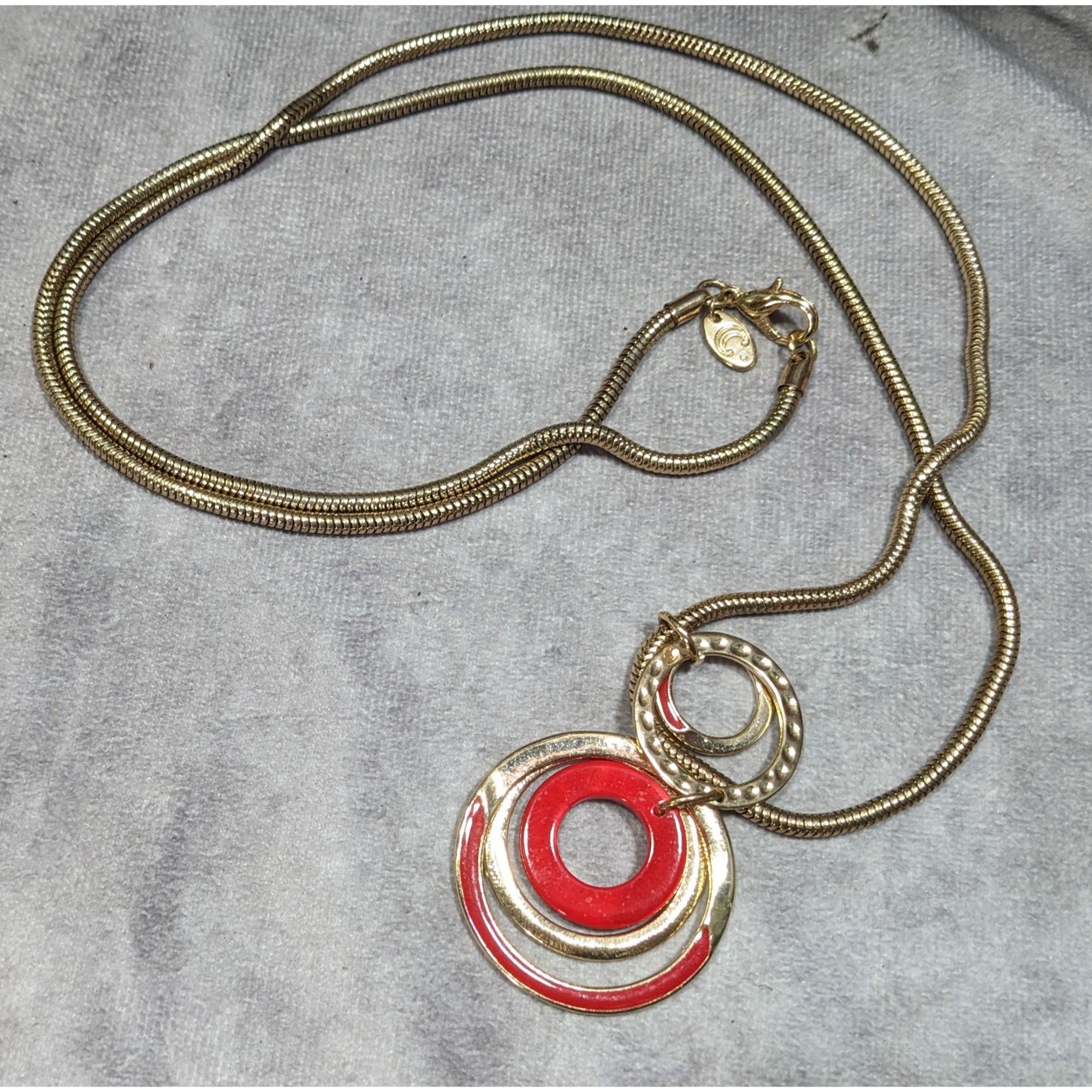 Other Charming Charlie Retro Geometric Red And Gold Tone Pendant N Size ONE SIZE - 7 Thumbnail