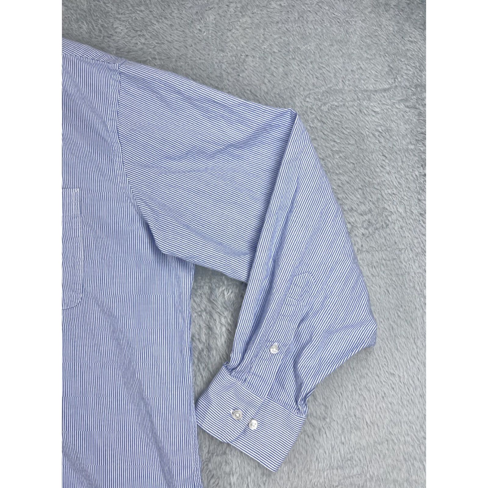 Tommy Hilfiger Tommy Hilfiger Shirt Men XL Blue Stripe Button-Up Long Sleeve with Pocket - 44 Chest, Cotton, Relaxed Fit Size US XL / EU 56 / 4 - 2 Thumbnail