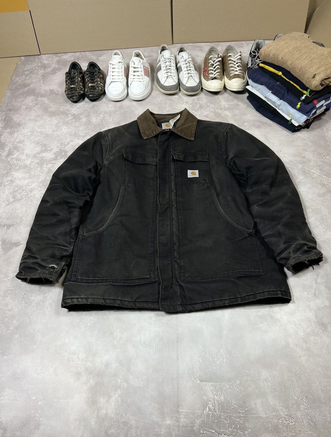 Carhartt Vintage Carhartt Distressed Denim Heavyweight Jacket Size US XL / EU 56 / 4 - 2 Thumbnail