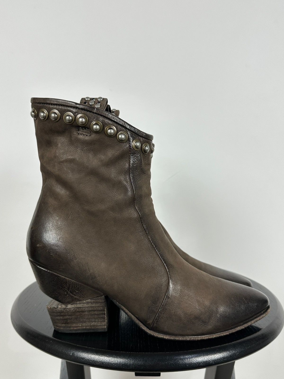 A.S.98 A.S.98. Brown Leather Biker Zip Studded Ankle Boots Size US 8 / IT 38 - 3 Thumbnail