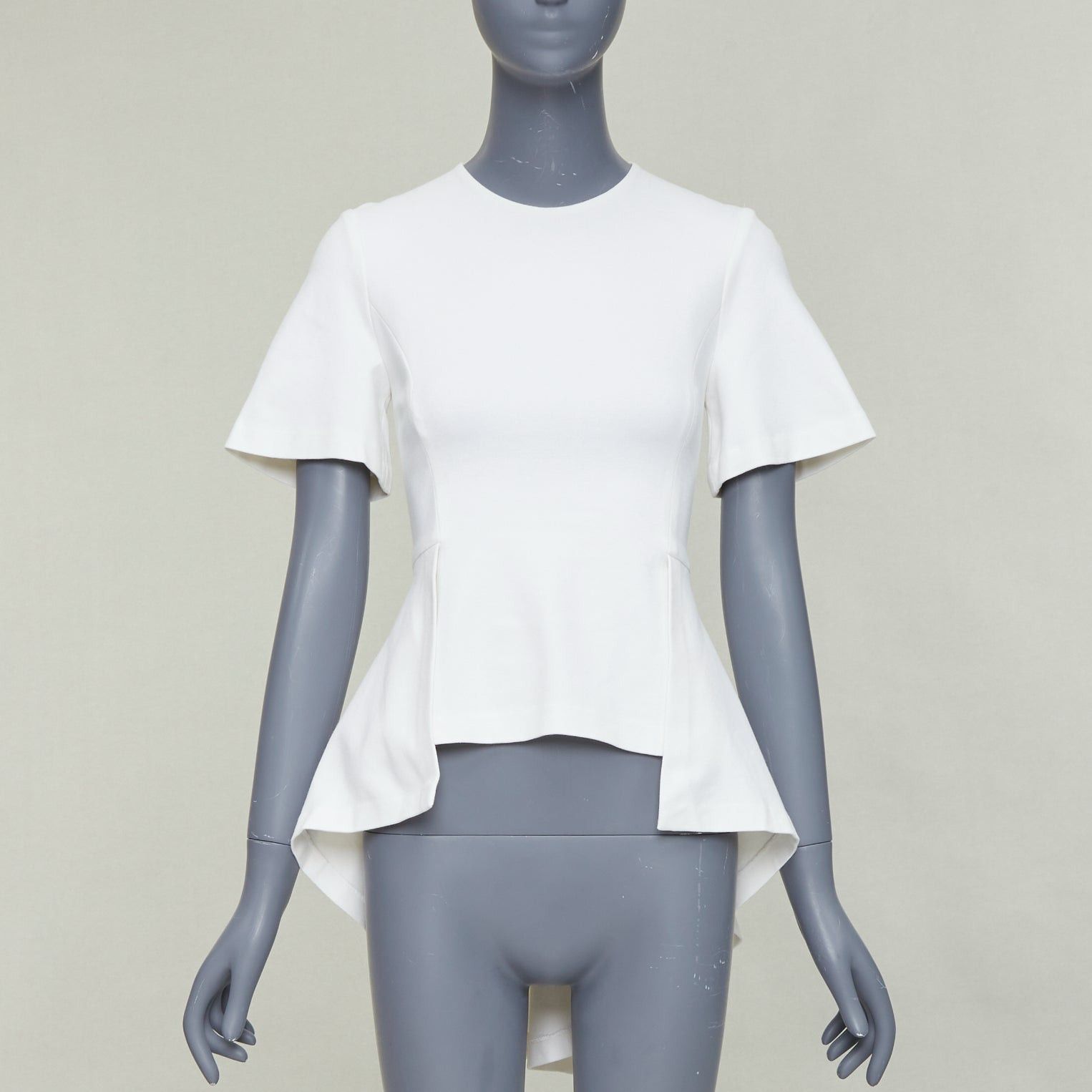 Rosetta Getty ROSETTA GETTY cream silk trim peplum cascade high low top top XS Size XS / US 0-2 / IT 36-38 - 1 Thumbnail