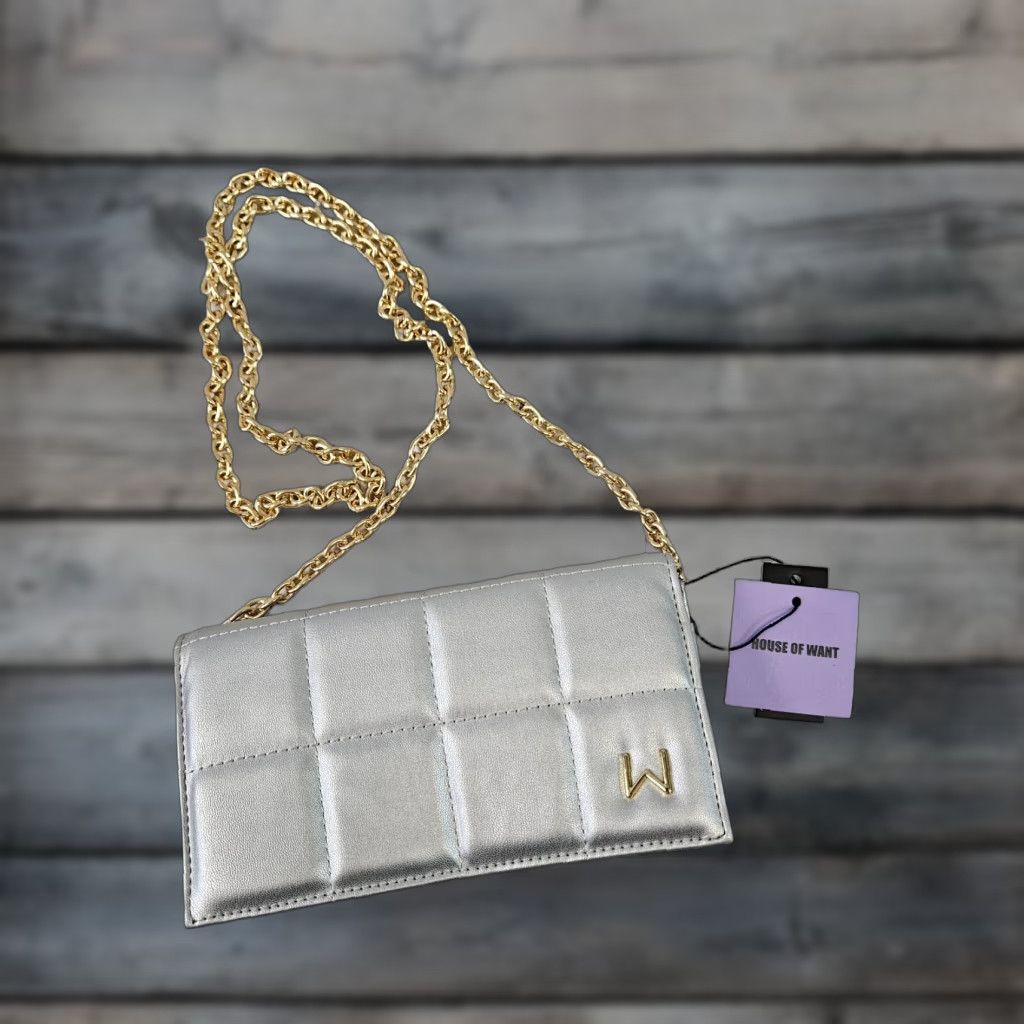 Vintage House Of Want Crossbody Wallet Women Silver Gold Faux Leather Size ONE SIZE - 1 Thumbnail