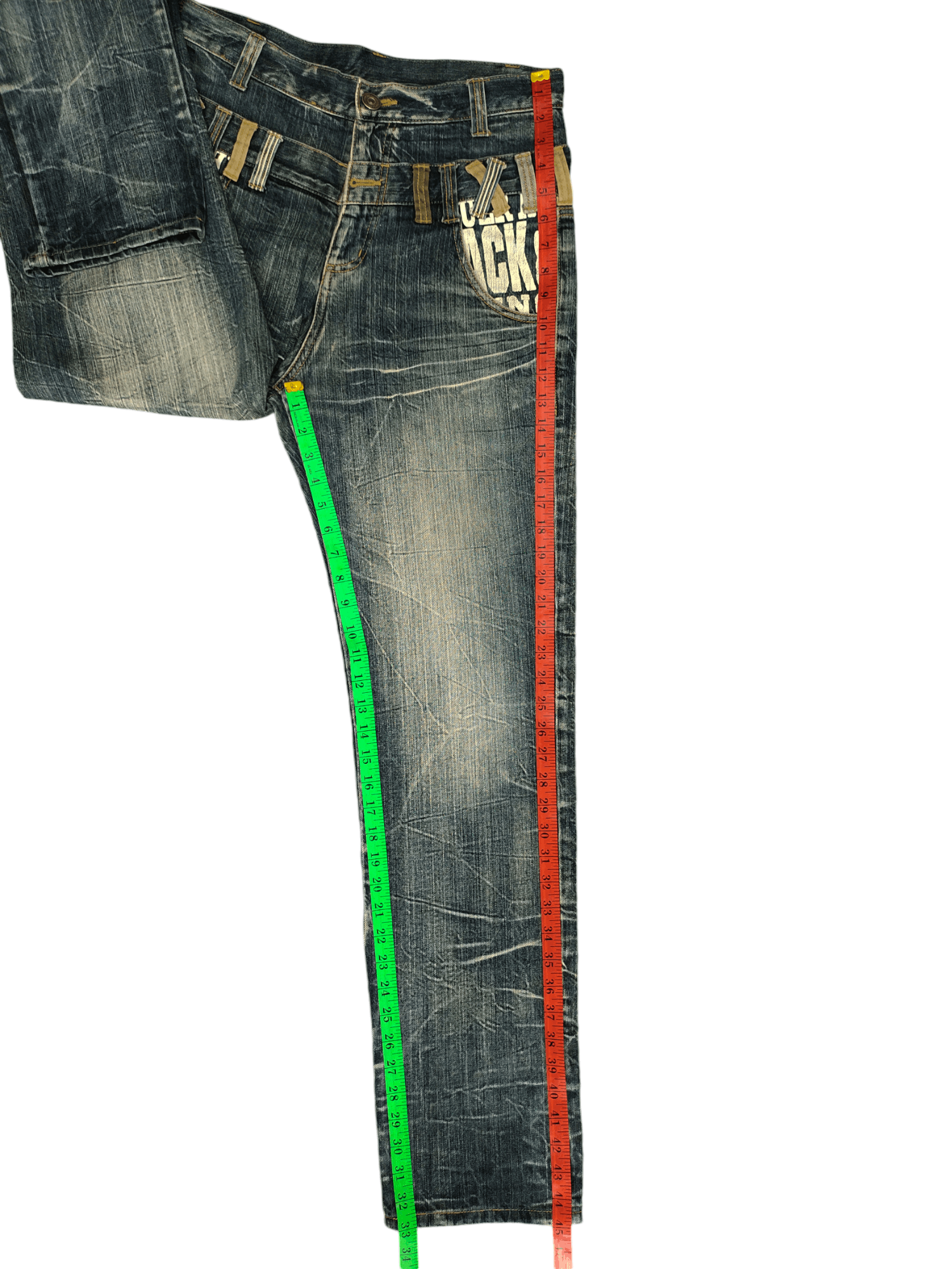 If Six Was Nine Vintage Y2k Back & Forth Clawmark Faded Double Waist Jeans Size US 31 - 7 Thumbnail