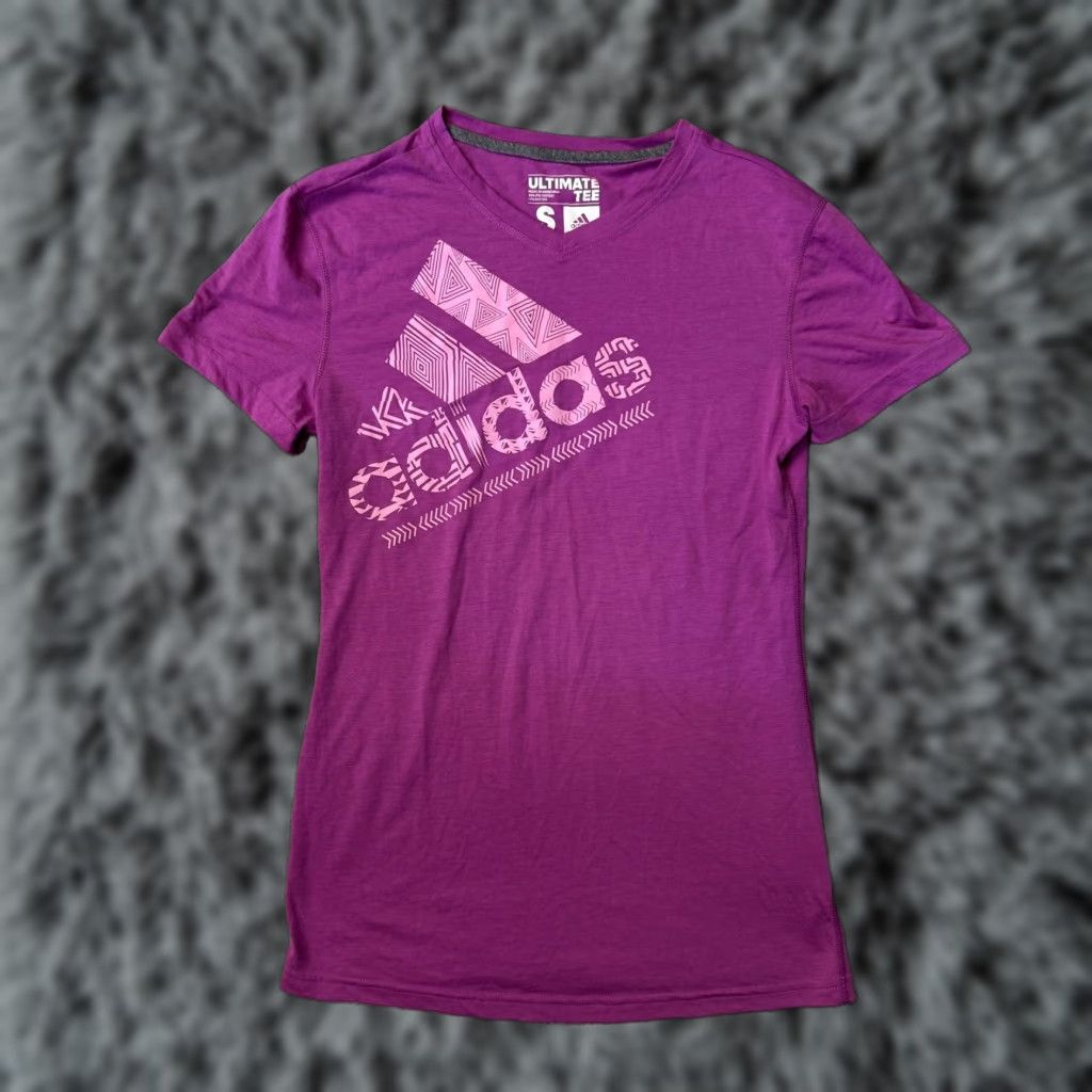 Adidas VINTAGE? (No) Adidas Shirt Womens Small Magenta Purple Ultimate Tee Climalite V Neck Athletic Size S / US 4 / IT 40 - 1 Thumbnail