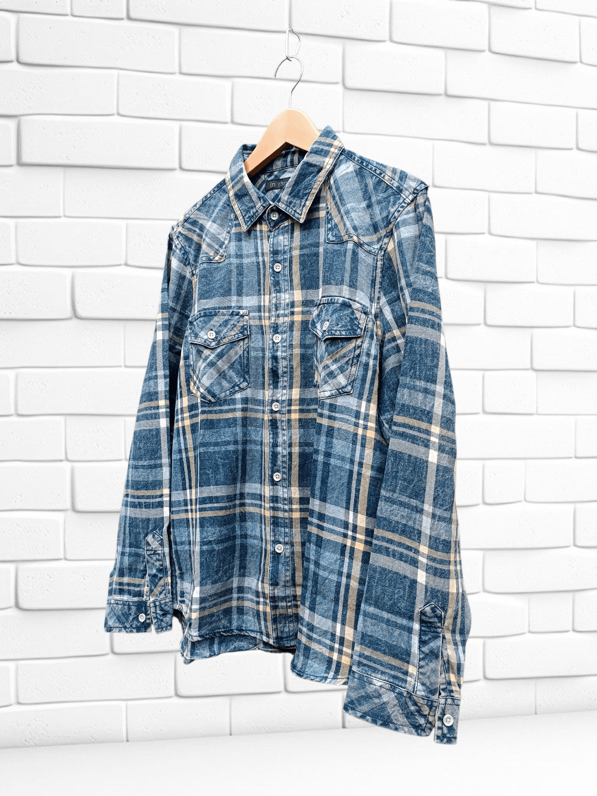 In The Attic In The Attic Denim Indigo Dyed Check Shirt Size US M / EU 48-50 / 2 - 2 Thumbnail