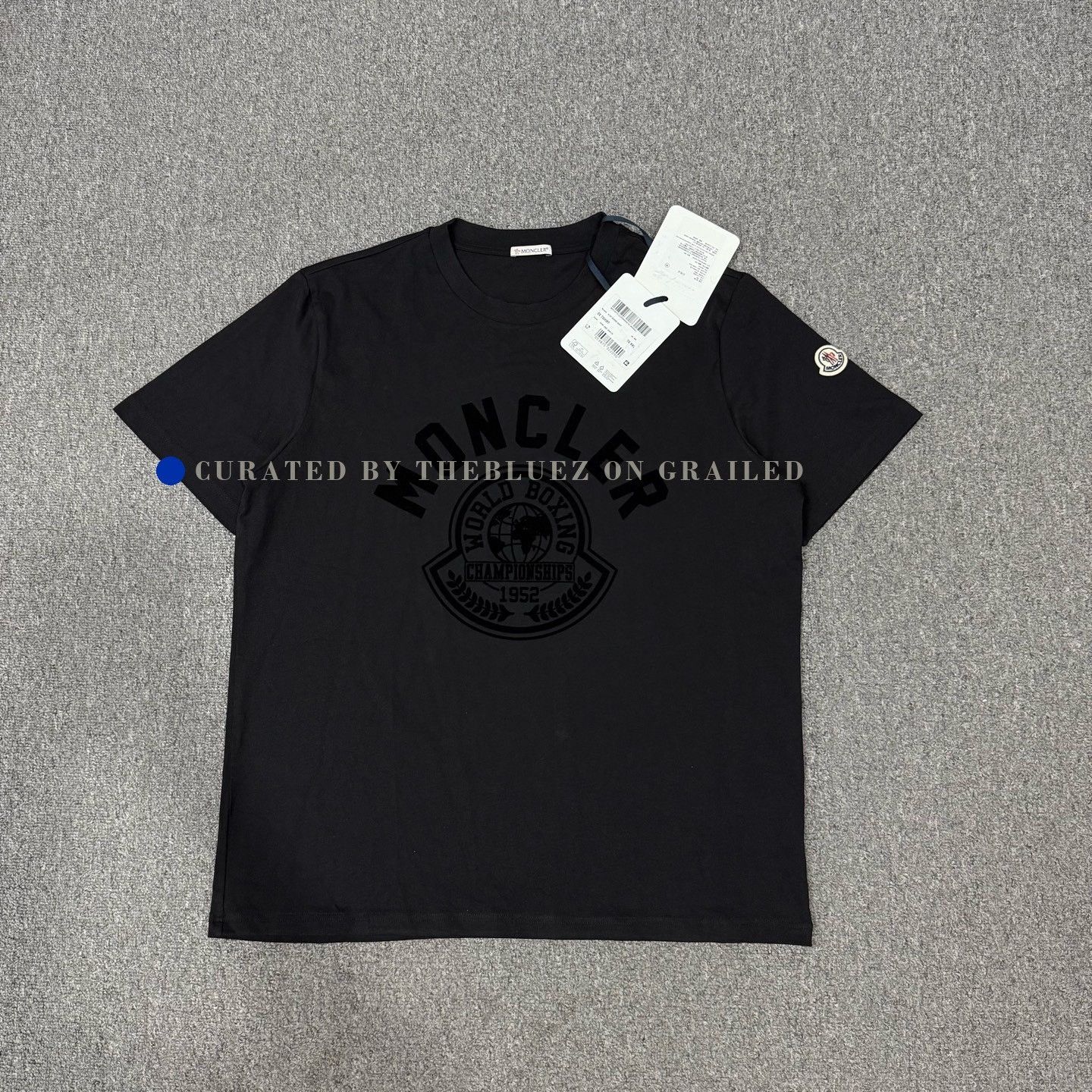 Moncler Moncler Black Flocked Logo T-Shirt Size US XXL / EU 58 / 5 - 1 Thumbnail