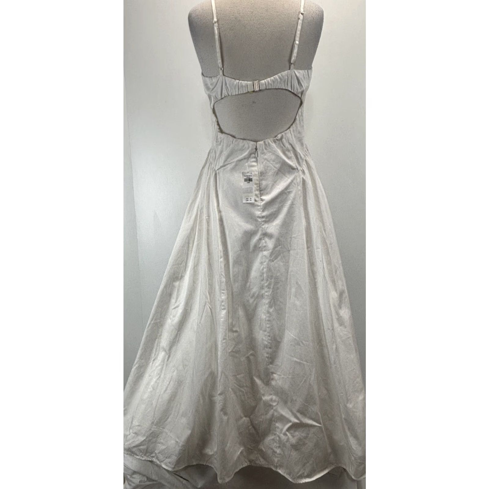 Abercrombie & Fitch Abercrombie Maxi Dress Women’s L White Dipped Waist Open Back Beach Flowy Size L / US 10 / IT 46 - 3 Thumbnail
