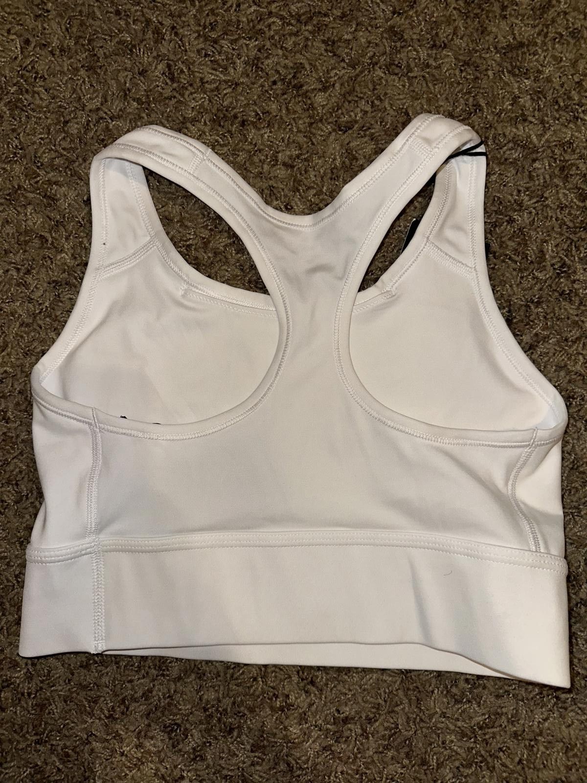 Nike Nike Dri-FIT Medium-Support Padded Sports White/Black Bra Size ONE SIZE - 6 Thumbnail