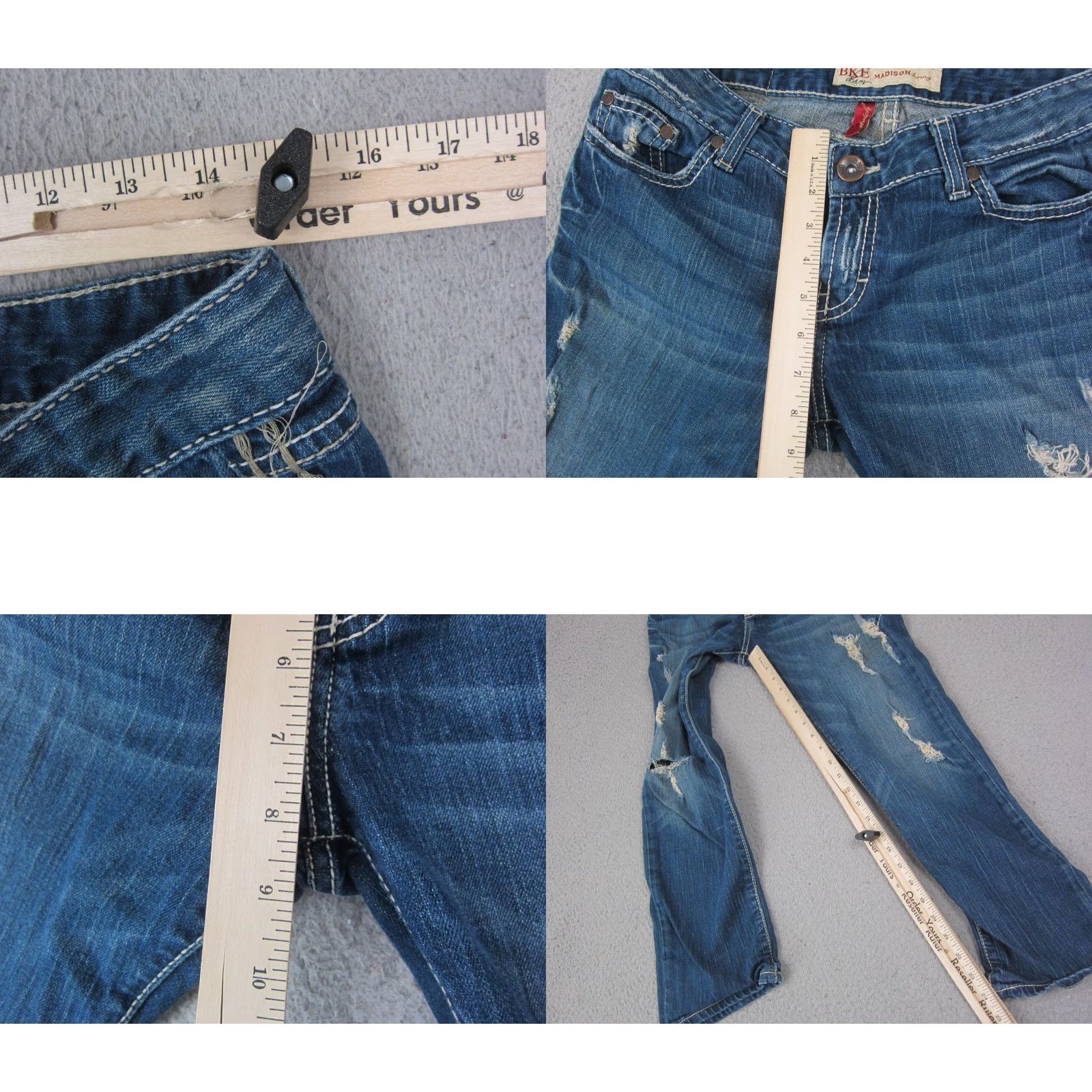 Vintage Buckle BKE Jeans Womens 30 x 25 Blue Madison Skinny Stretch Denim Distressed 90s Size 30" / US 8 / IT 44 - 8 Thumbnail