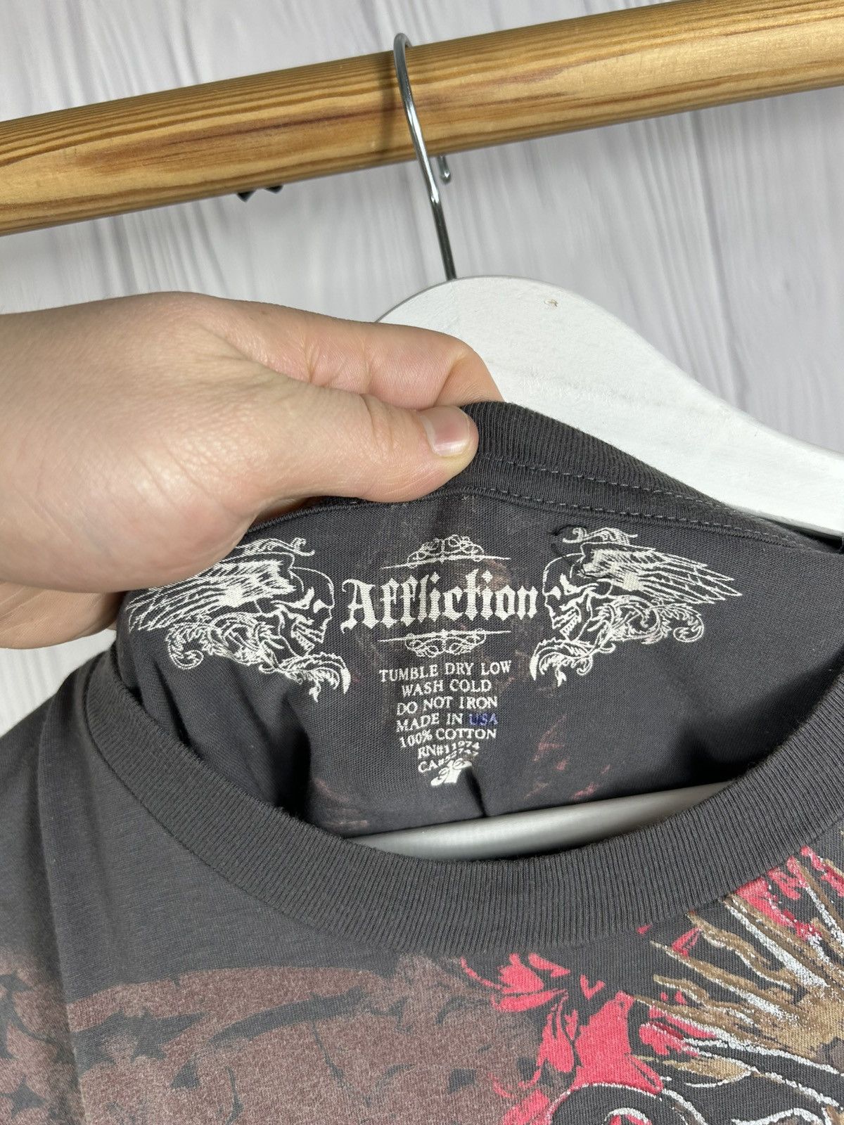 Affliction Y2K Affliction All Over Priinted Skull Big Logo T-Shirt USA Size US XL / EU 56 / 4 - 7 Thumbnail
