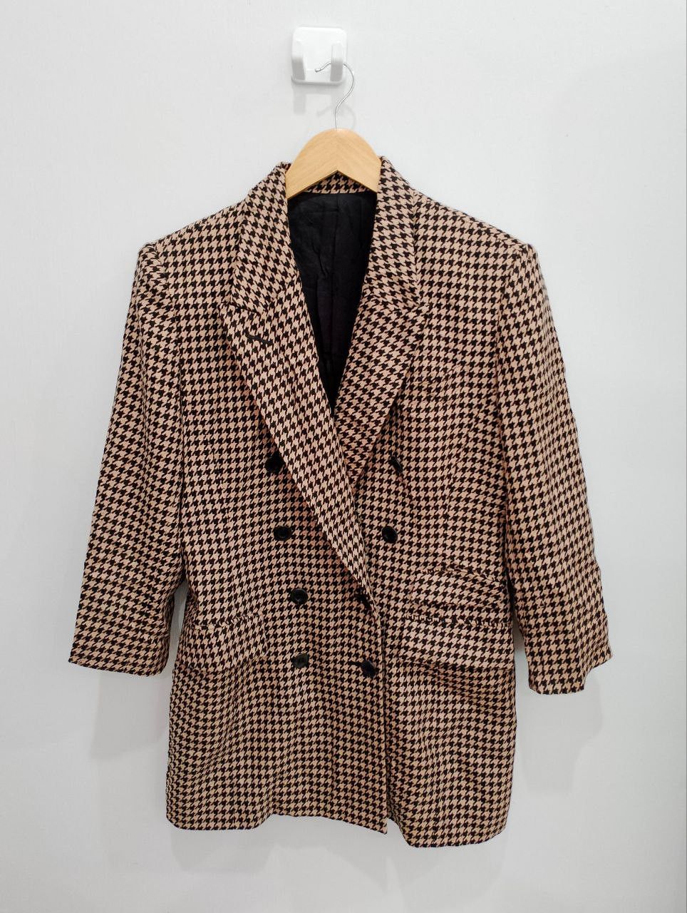 Japanese Brand CECILE QUELLE Europe Line Houndstooth Double Breasted Blazer Size L / US 10 / IT 46 - 1 Thumbnail