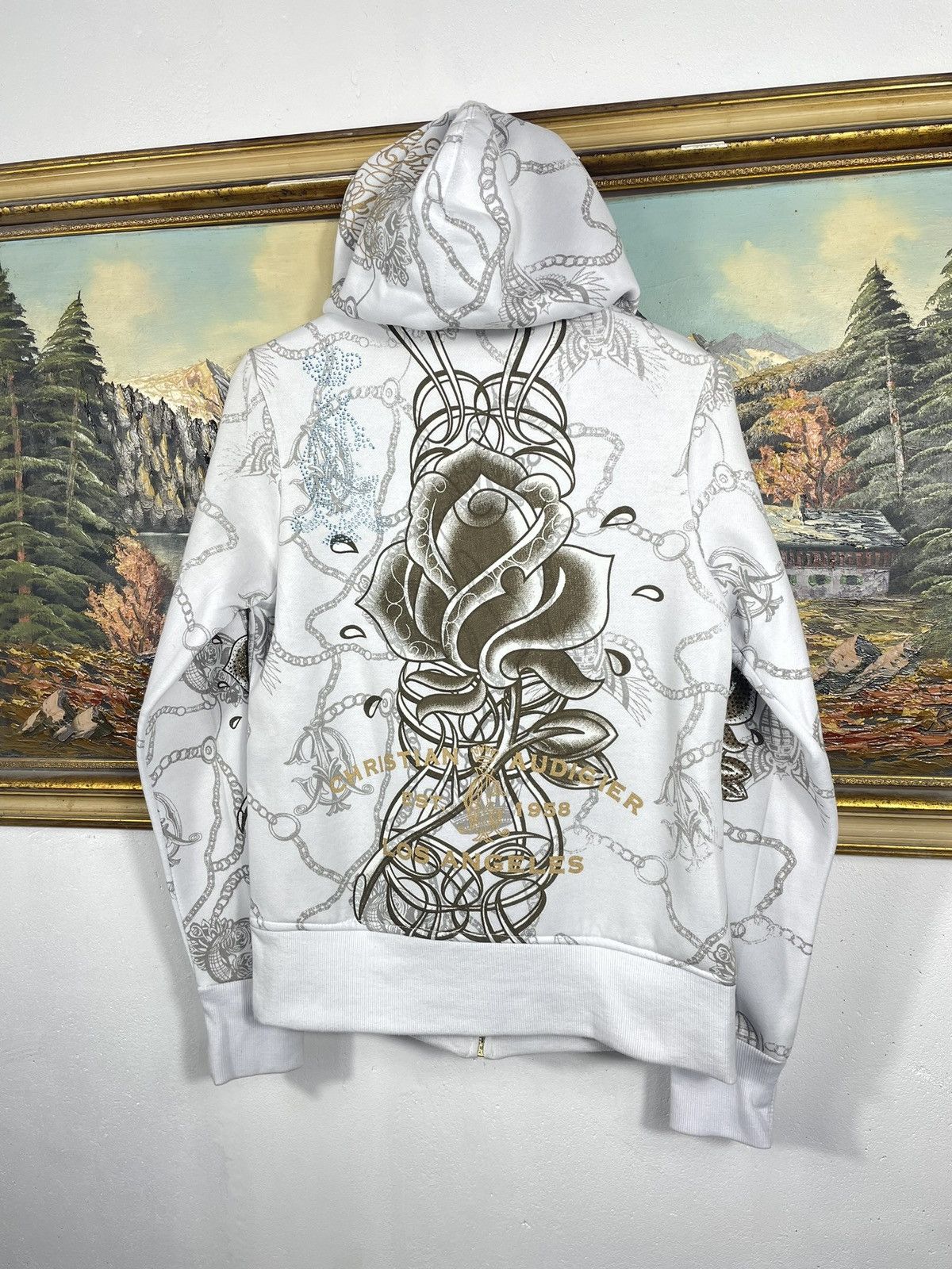 Christian Audigier × Ed Hardy × Vintage Christian Audigier Retro 00s Hoodie With Crystals Affliction Size US XS / EU 42 / 0 - 7 Thumbnail