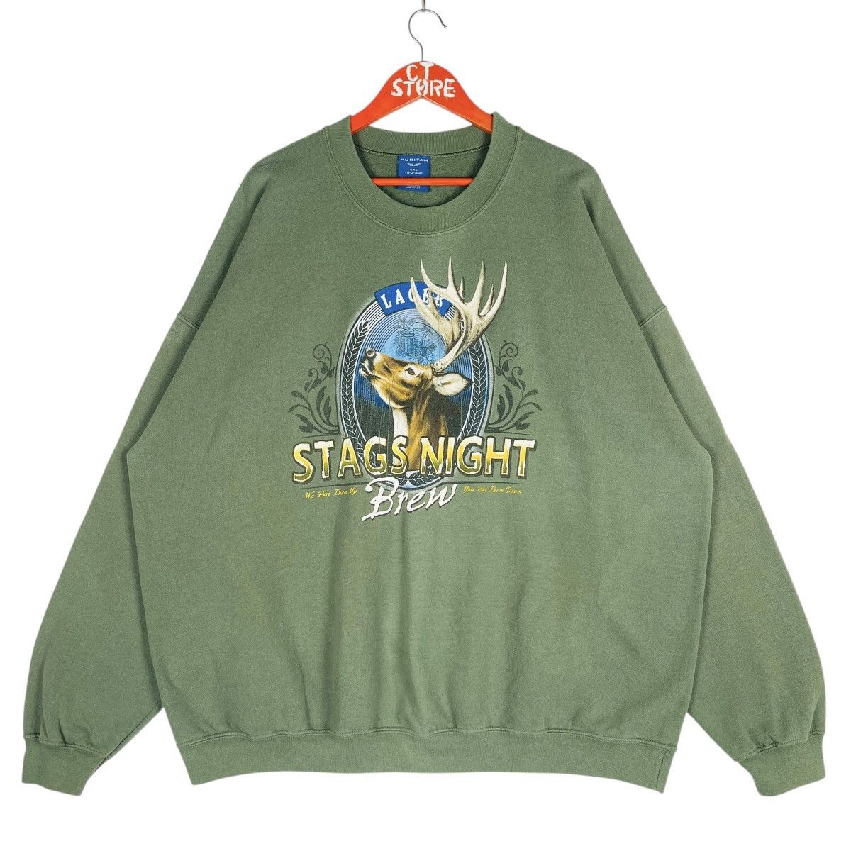 Puritan Vtg Stags Night Brew Graphic Crewneck Sweatshirt size XXL Size US XXL / EU 58 / 5 - 1 Thumbnail
