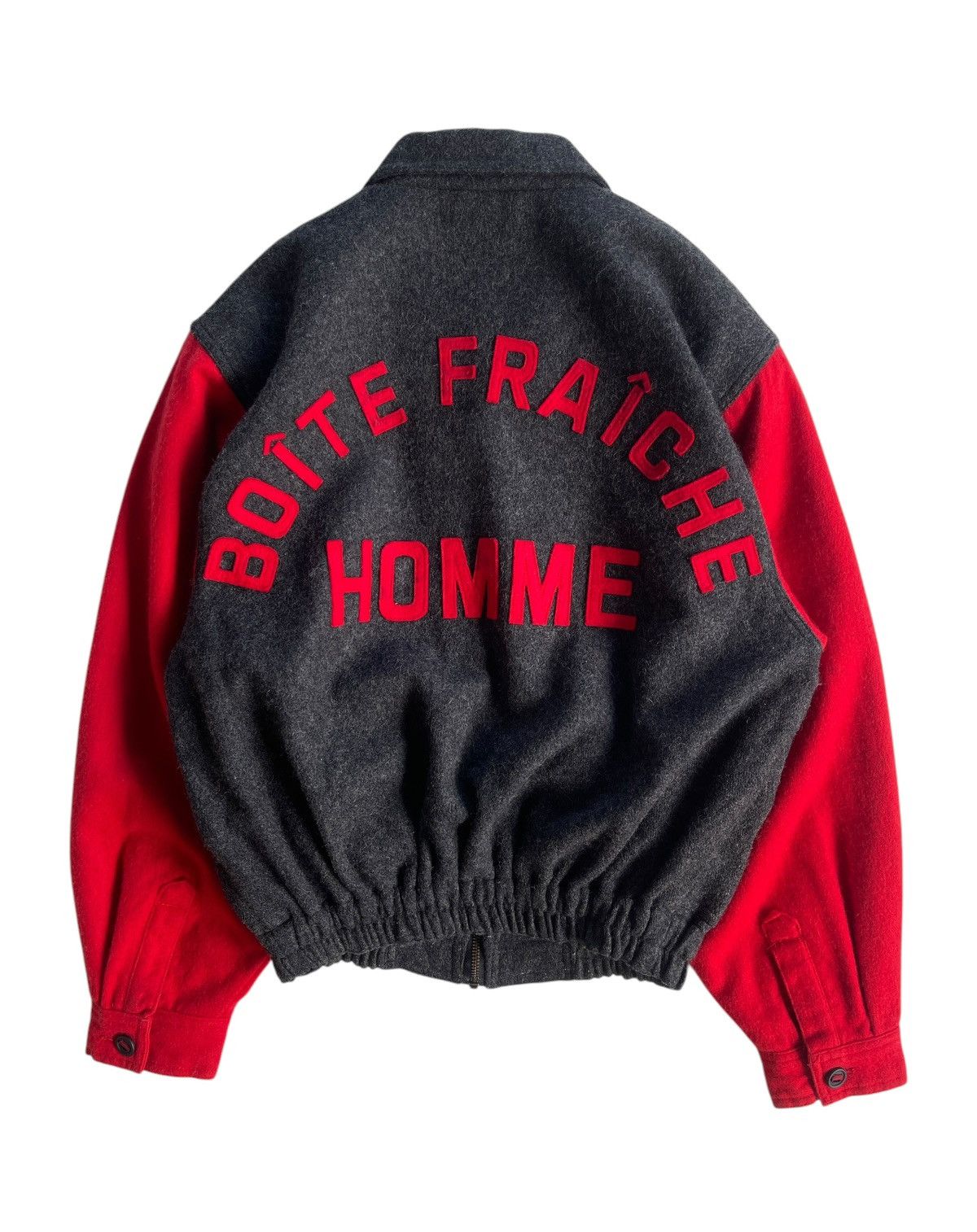 Japanese Brand Vintage 90s Boite Fraiche Homme Wool Bomber Jacket Size US M / EU 48-50 / 2 - 2 Thumbnail