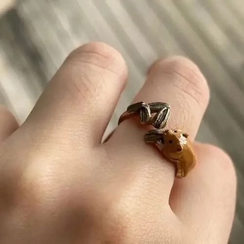 Jewelry Chipmunk Eat Seed Adjustable Ring Size ONE SIZE - 3 Thumbnail