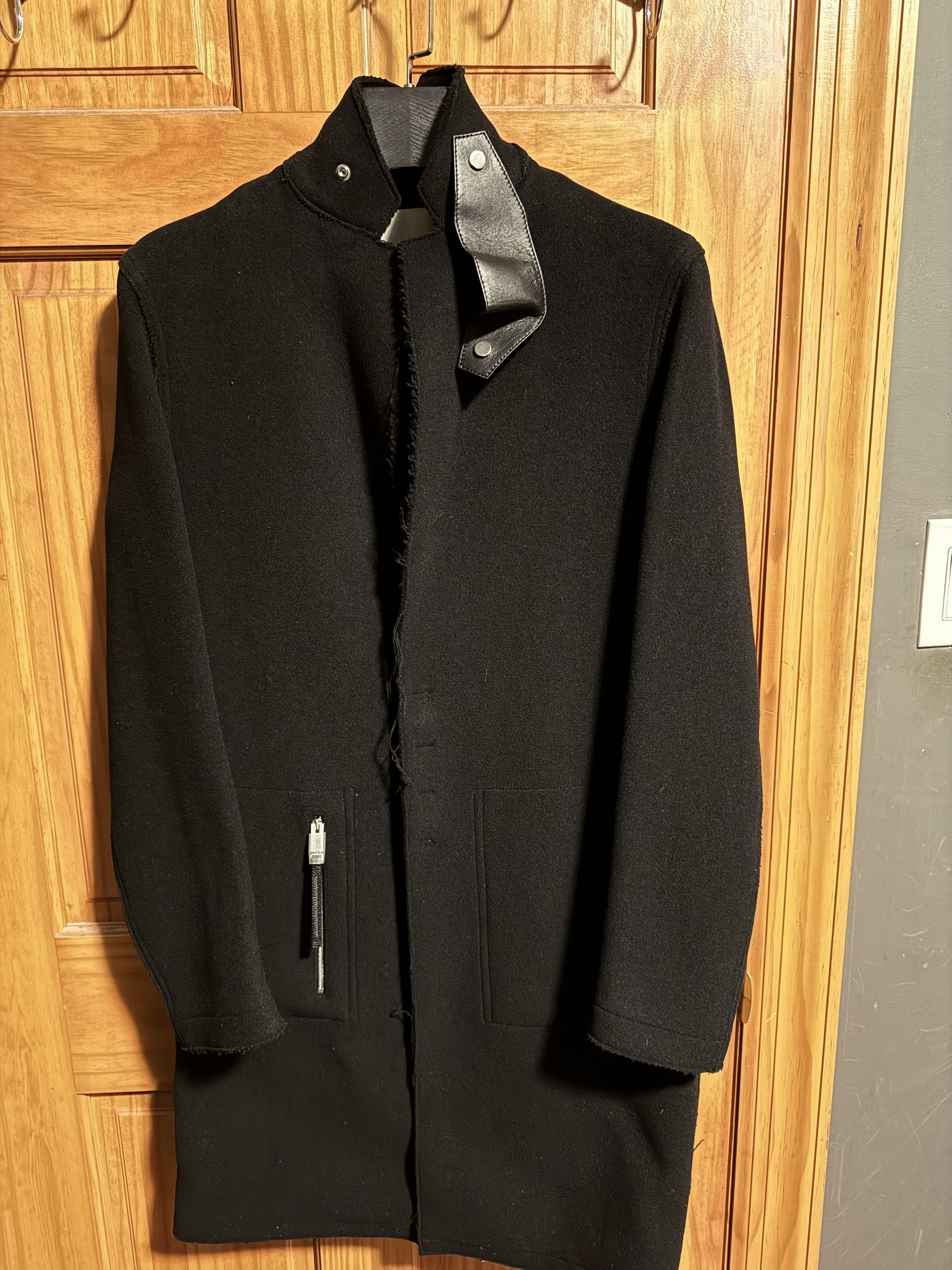 1017 ALYX 9SM Wool Overcoat - Frayed - Leather - Black - 46 Size US S / EU 44-46 / 1 - 1 Thumbnail