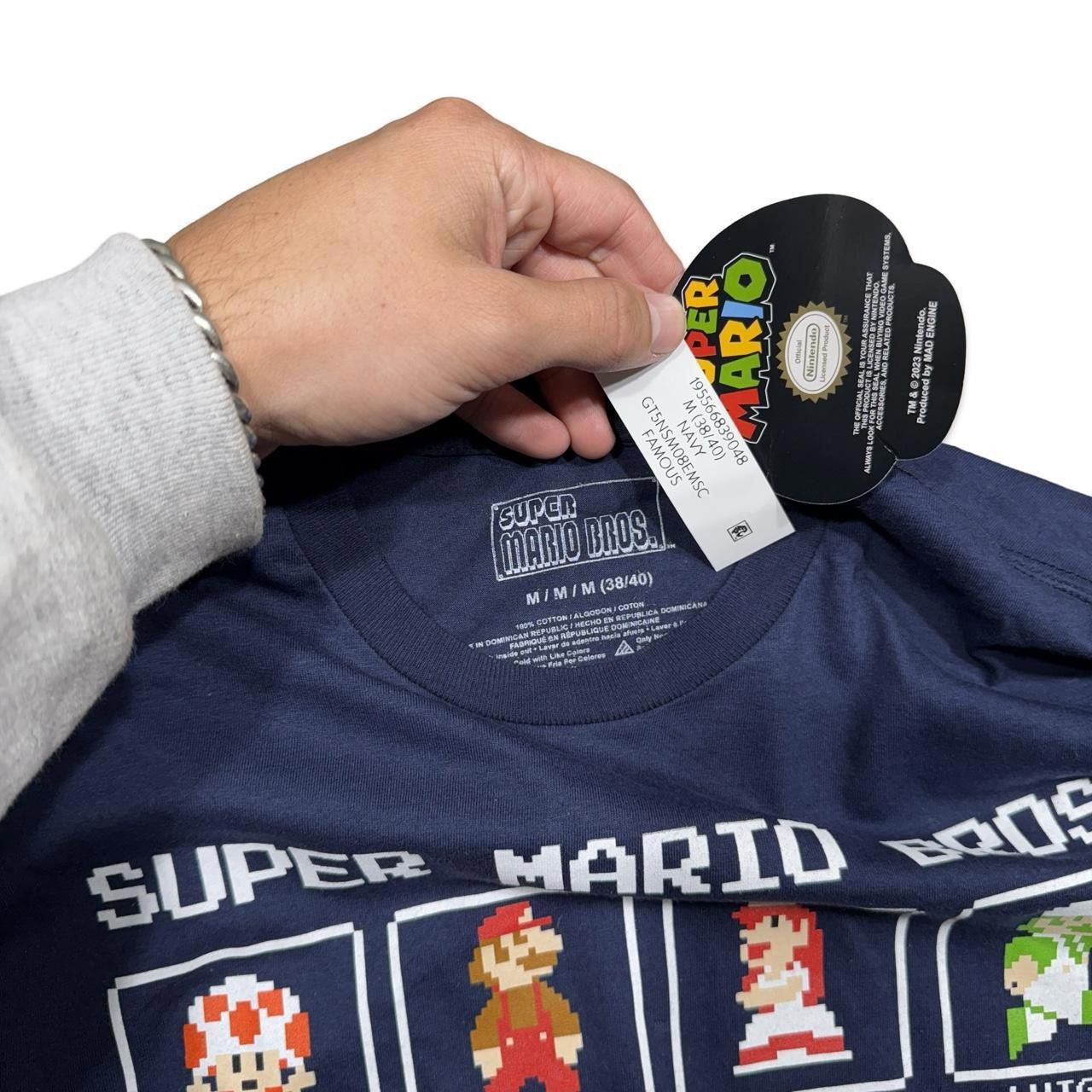 Nintendo Navy Super Mario Bros. 8bit graphic tee Size US M / EU 48-50 / 2 - 2 Thumbnail