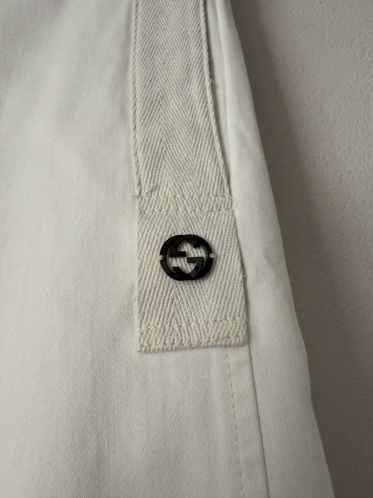 Gucci White Cotton Pants with GG Logo Detail Size US 34 / EU 50 - 7 Thumbnail