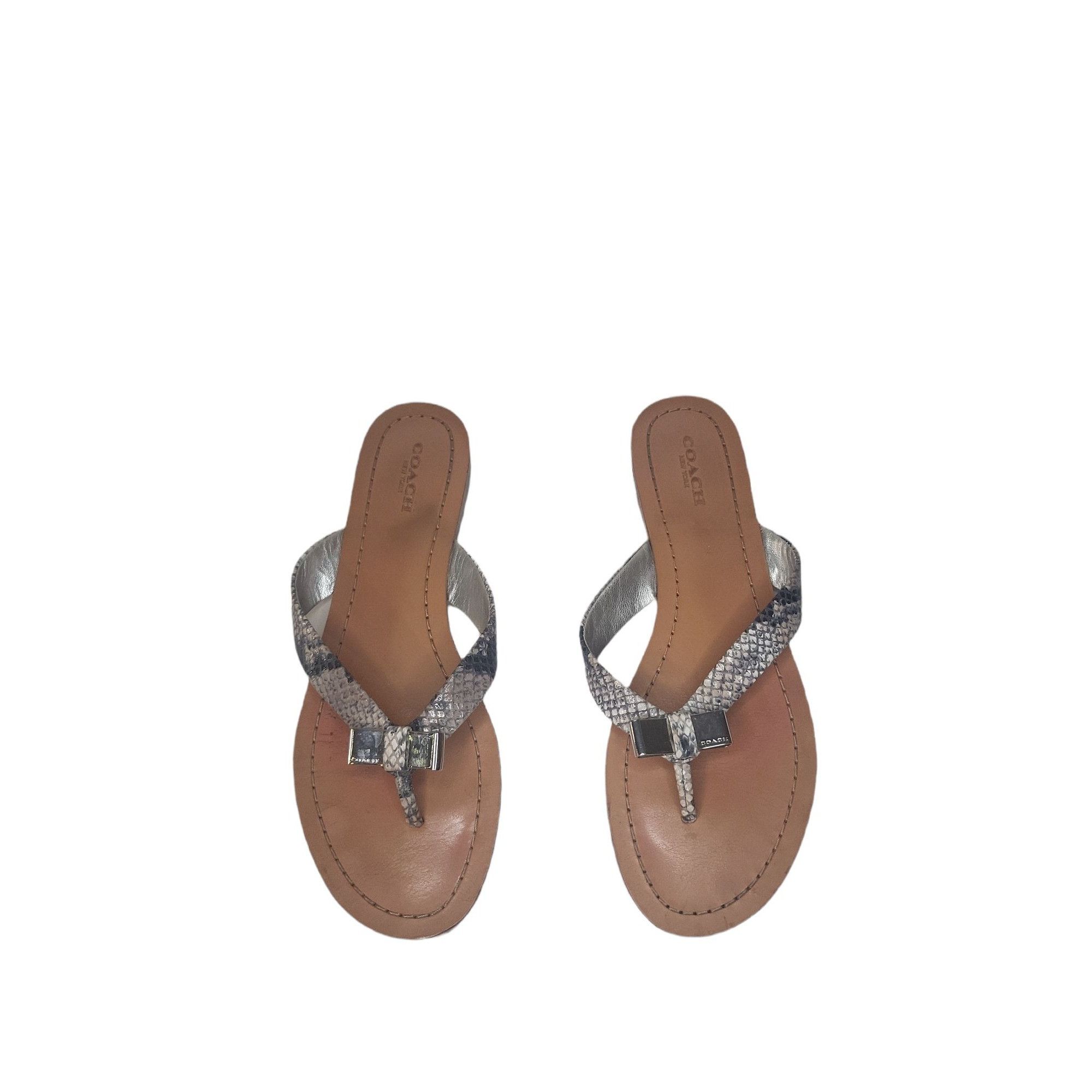Coach Coach Sable Thong Sandals Women Sz 7.5 B Snakeskin Leather F Size US 7.5 / IT 37.5 - 3 Thumbnail