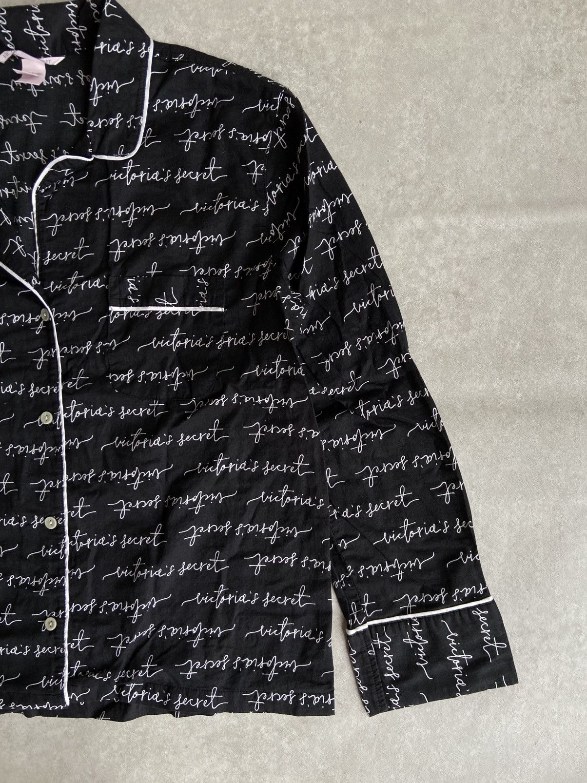 Designer × Victoria's Secret Victoria Secret Script Black Pajama Longsleeve Size M / US 6-8 / IT 42-44 - 4 Thumbnail