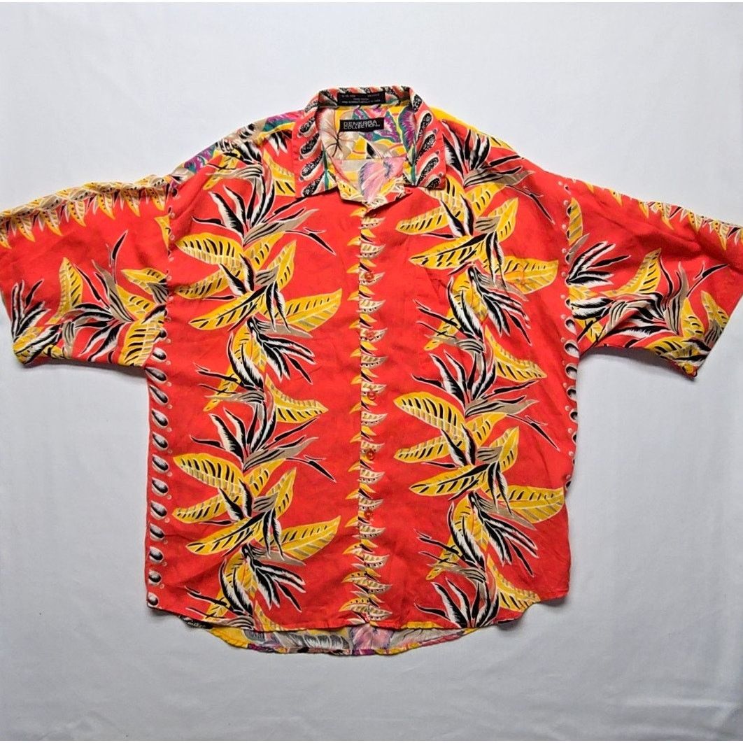 Generra Vintage Hawaiian Shirt Floral Red Rayon L Button Up Size US L / EU 52-54 / 3 - 1 Thumbnail