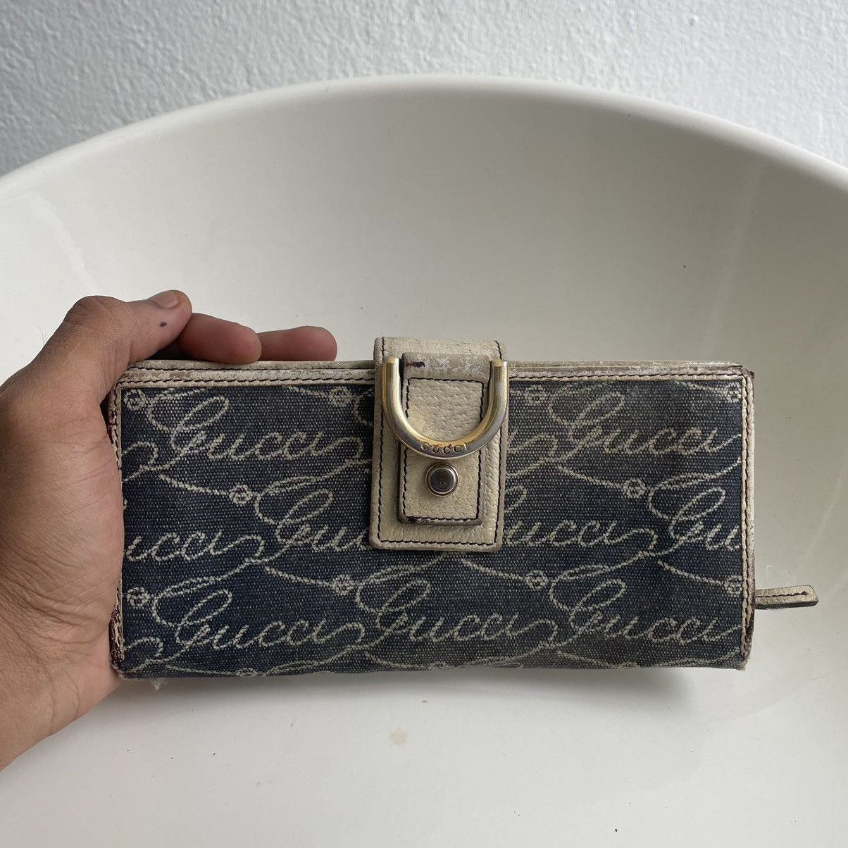 Gucci Vintage Gucci Denim Blue Wallet Size ONE SIZE - 1 Thumbnail