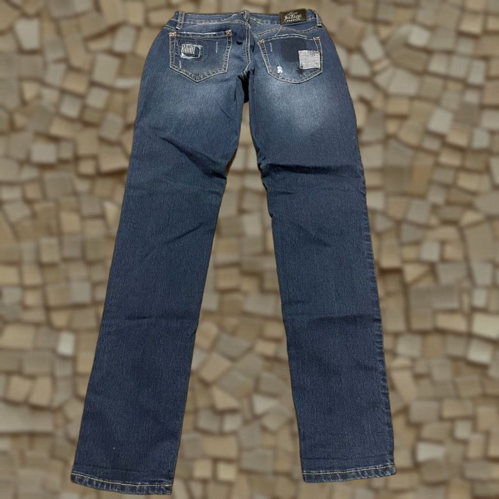 Vintage Love Indigo Premium Jeans Women 27 Blue Denim Skinny Distressed Patches Womens Size 27" / US 4 / IT 40 - 1 Thumbnail