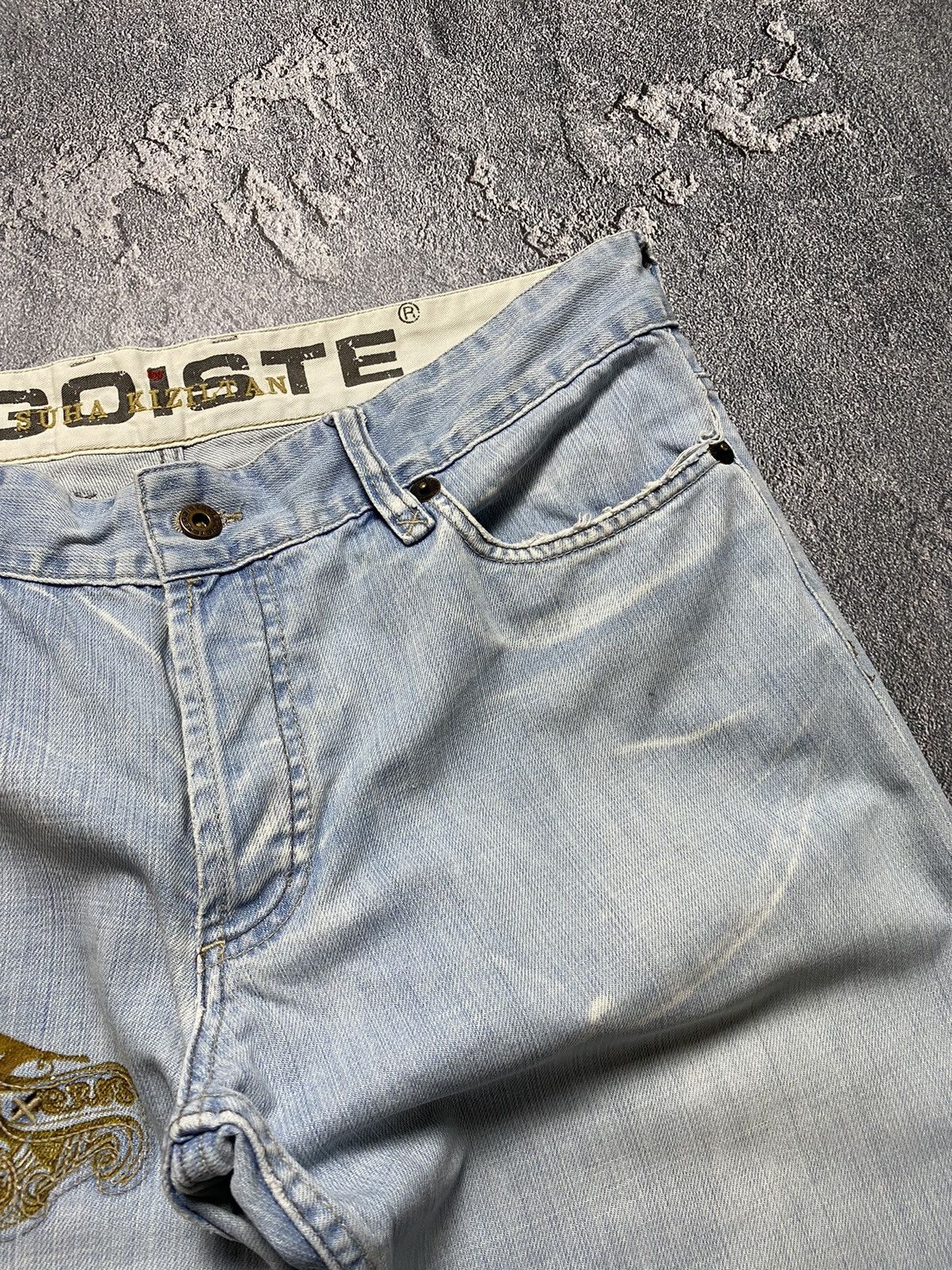 Anime × Japanese Brand Egoiste VNTG Embroidered Pulls Flare Y2K Jeans Pants Size US 34 / EU 50 - 8 Thumbnail