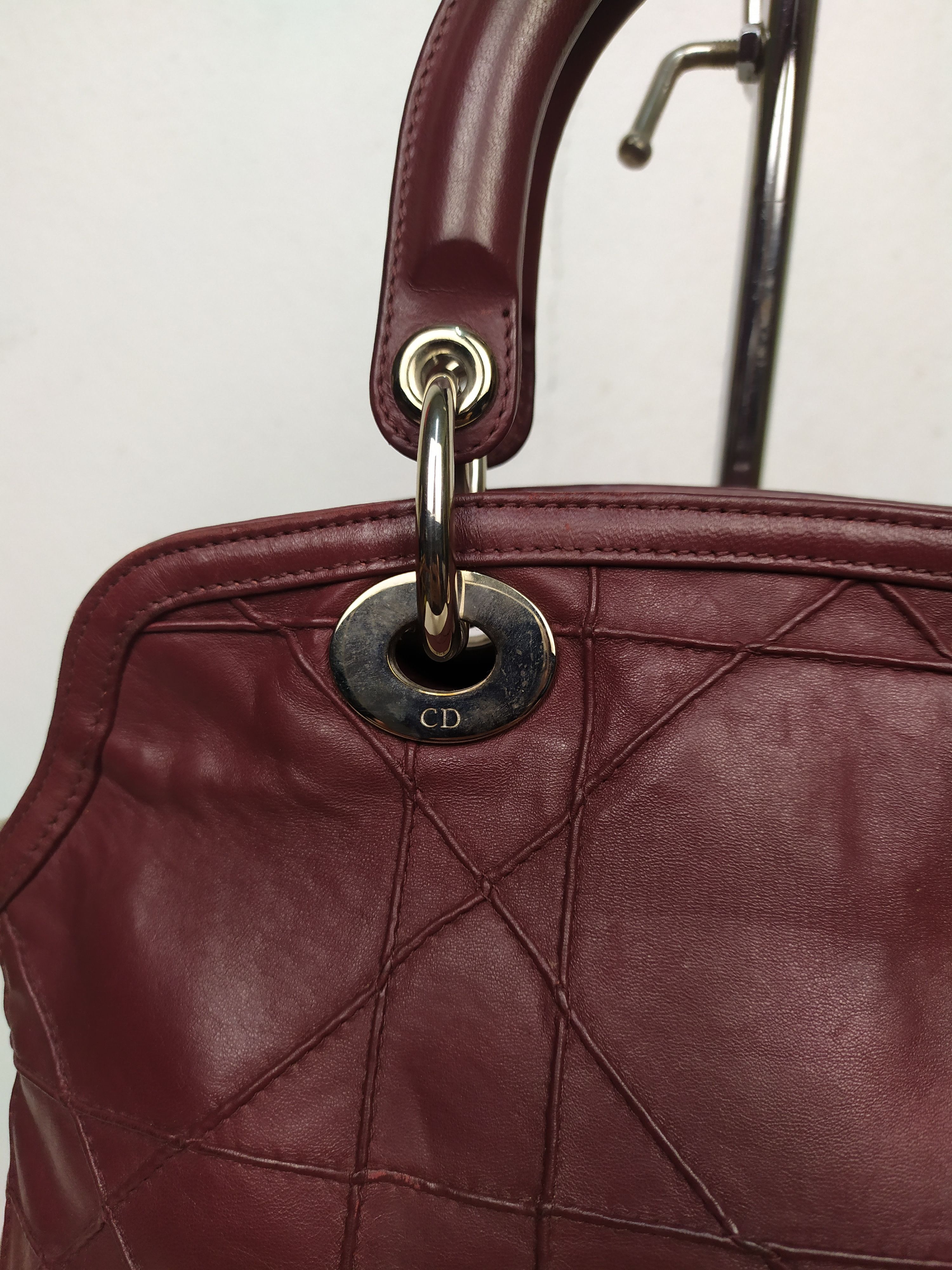 Dior Christian Dior Red Cannage Leather Lambskin Handbag Size ONE SIZE - 3 Thumbnail