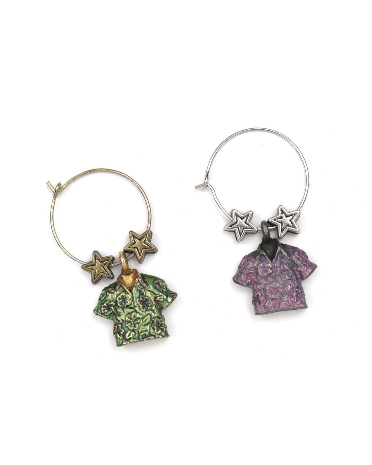 Hysteric Glamour 2000S JAPANESE MADE GREEN & PURPLE ALOHA EARRINGS Size ONE SIZE - 1 Thumbnail