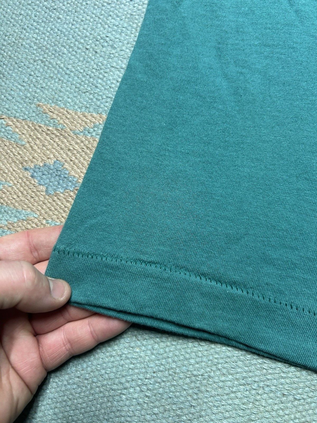 Vintage 80s pocket t shirt BVD turquoise blank single stitch cotto L Size US L / EU 52-54 / 3 - 6 Thumbnail