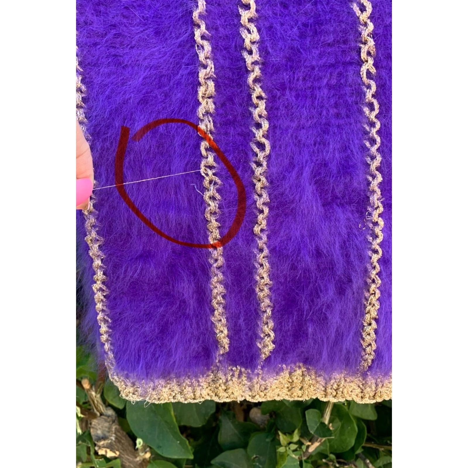 Vintage VINTAGE Martesa West Hampton Beach Purple Fuzzy Angora Gold Metallic Knit S Size S / US 4 / IT 40 - 7 Thumbnail