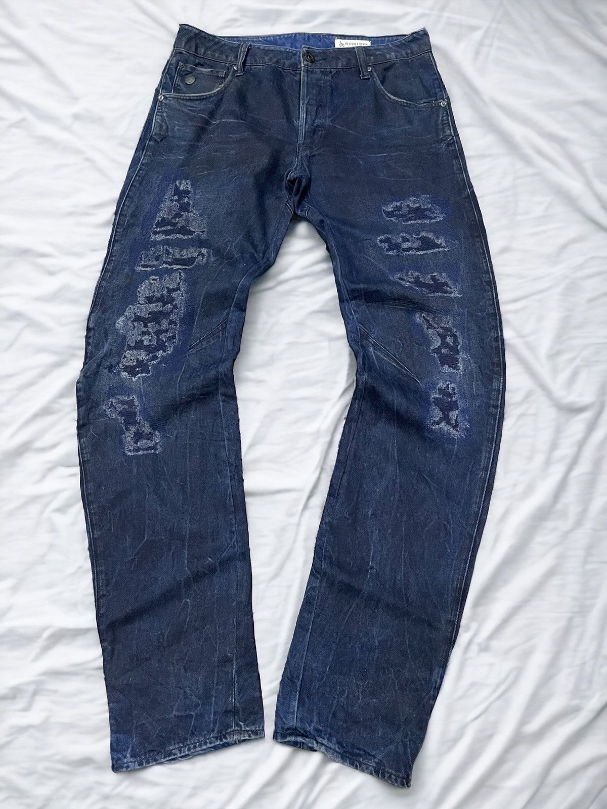 G-Star × Hysteric Glamour G Star Raw Engineered Curved Leg Crash Distressed Jeans Size US 30 / EU 46 - 1 Thumbnail