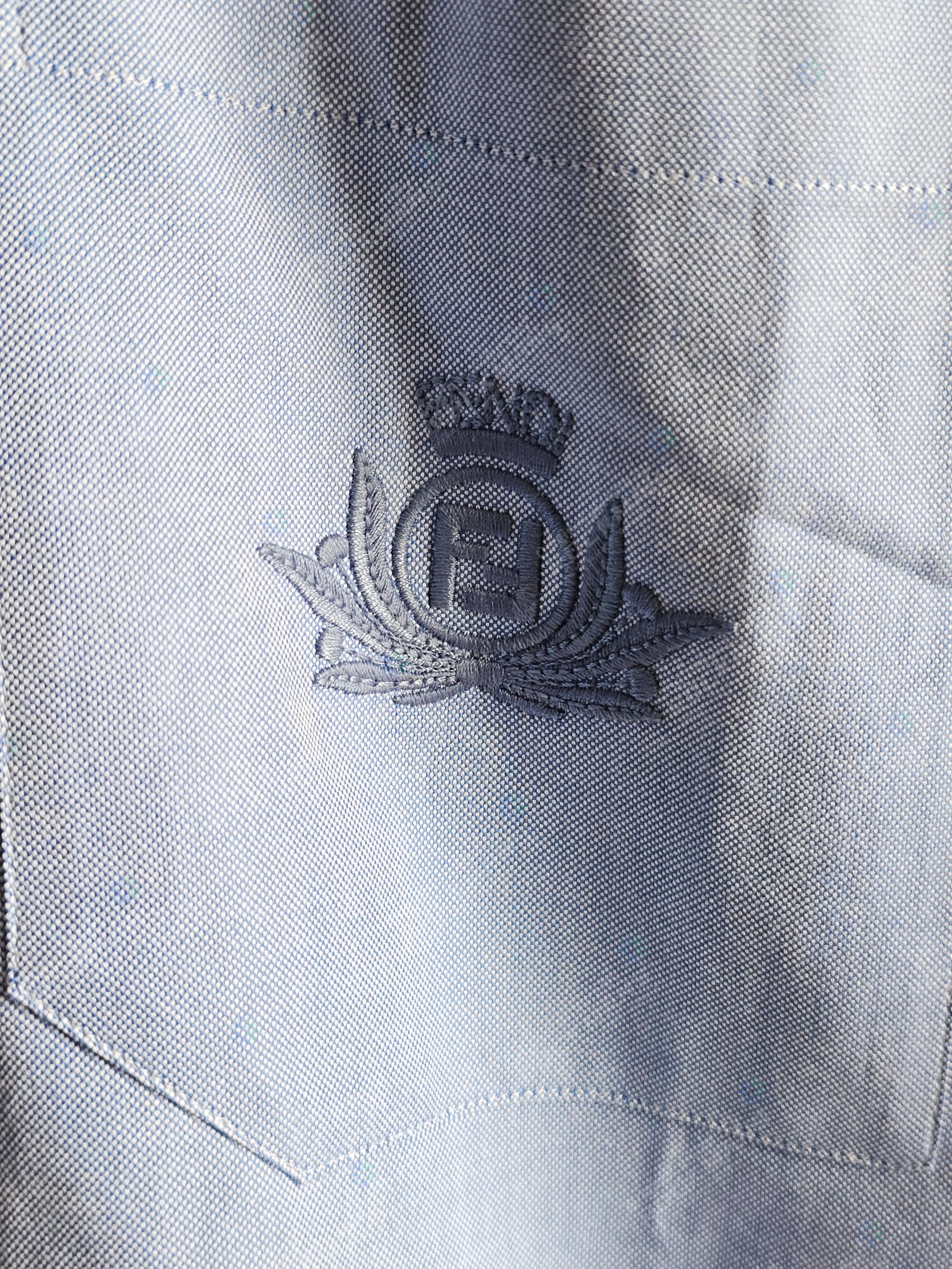 Fendi Fendi Light Blue Oxford Short-sleeve OS Shirt Size L Size US L / EU 52-54 / 3 - 3 Thumbnail