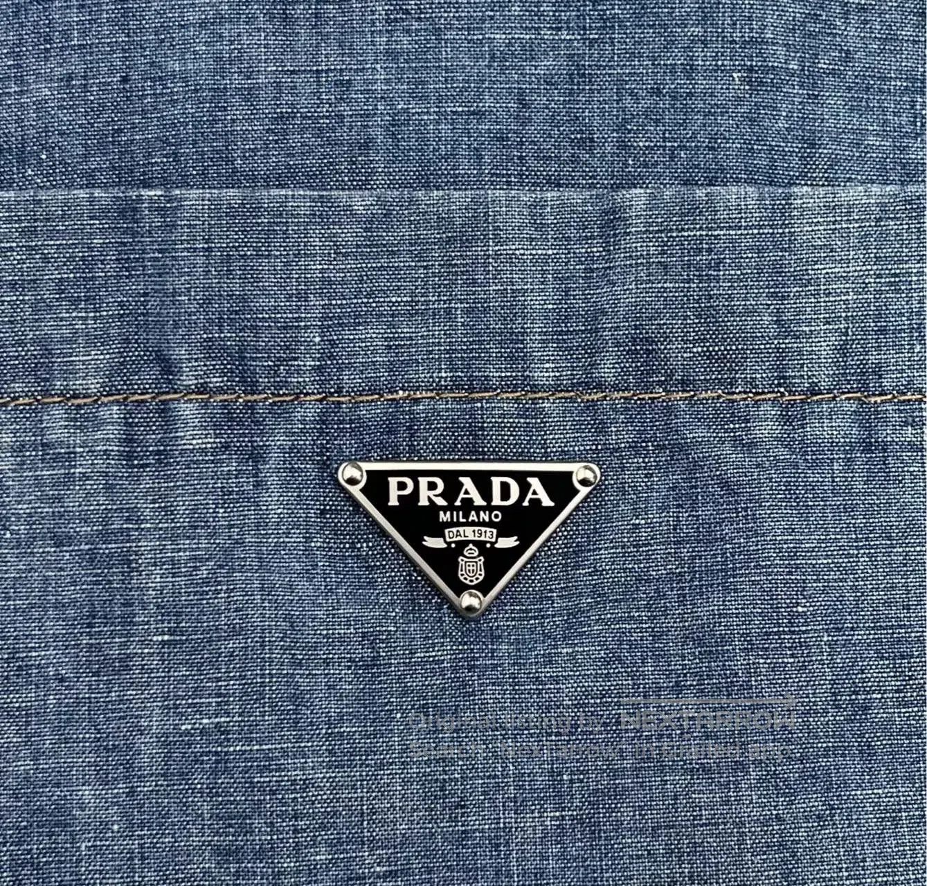 Prada Prada SS23 Blue Denim Shirt Collar Triangle Steel Logo Pat Size M / US 6-8 / IT 42-44 - 5 Thumbnail